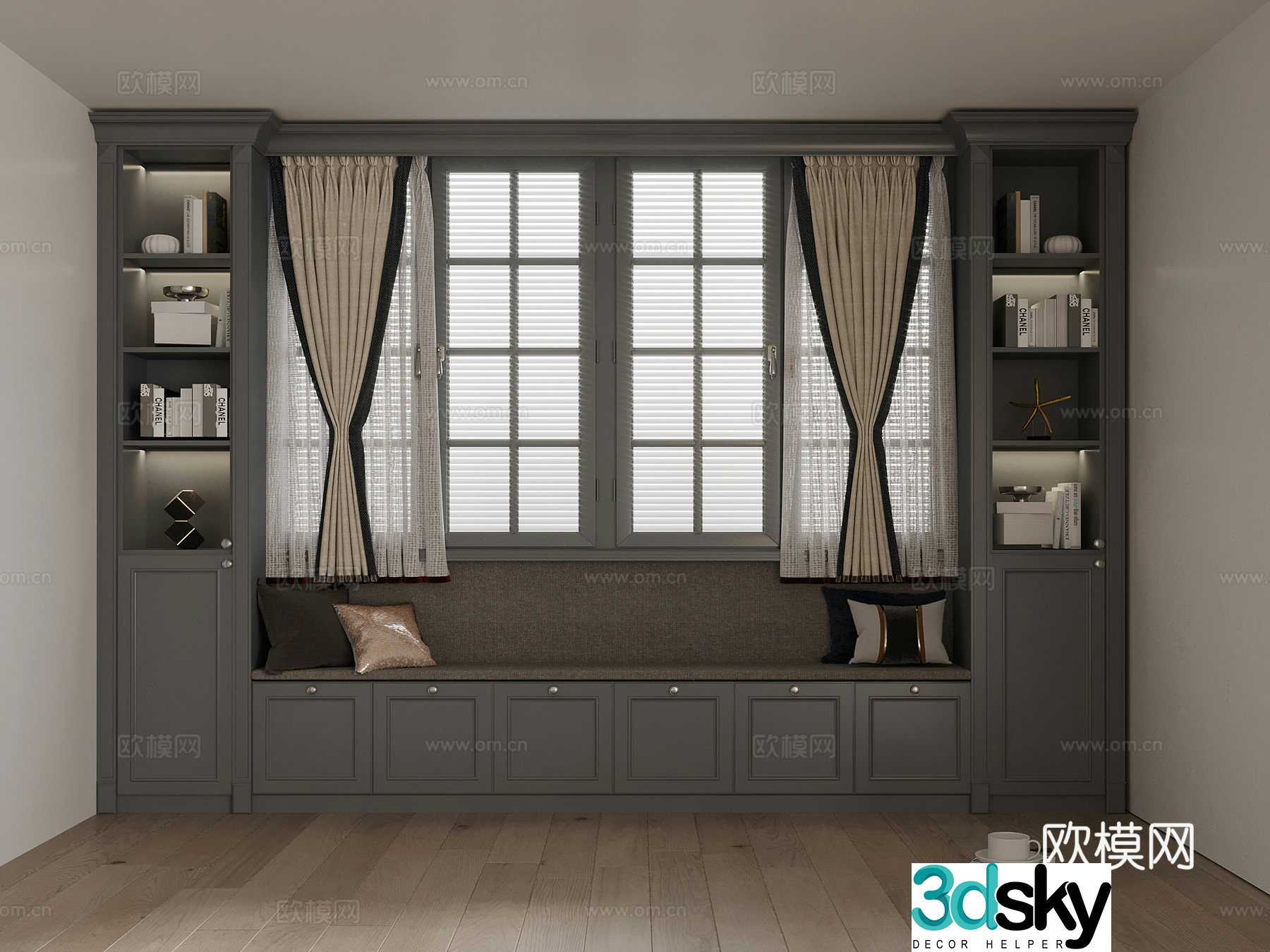 Bathroom window cabinet European style bay window cabinet 3D model