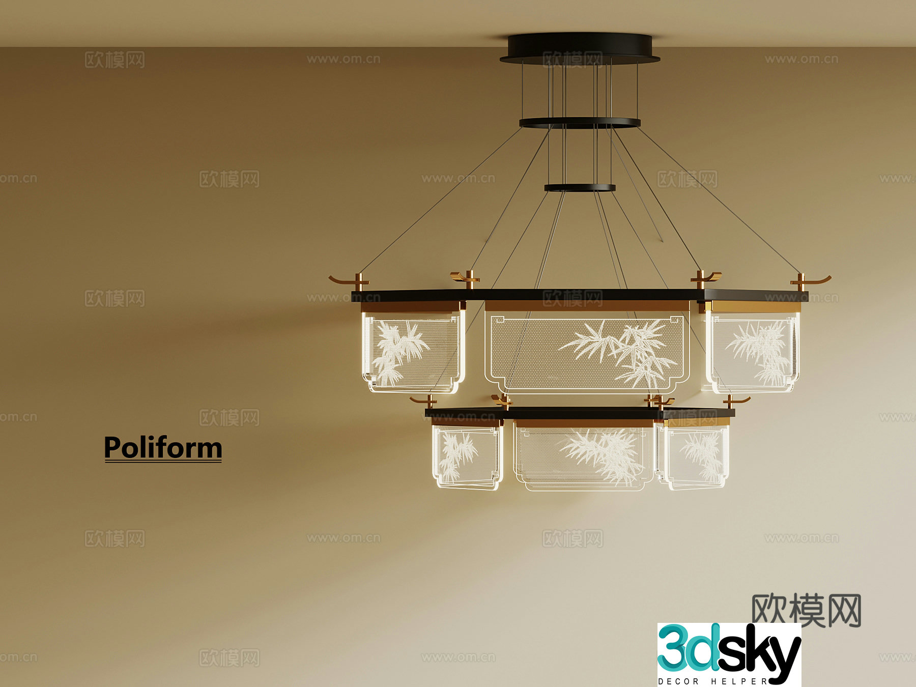 Chandelier New Chinese Chandelier 3D Model