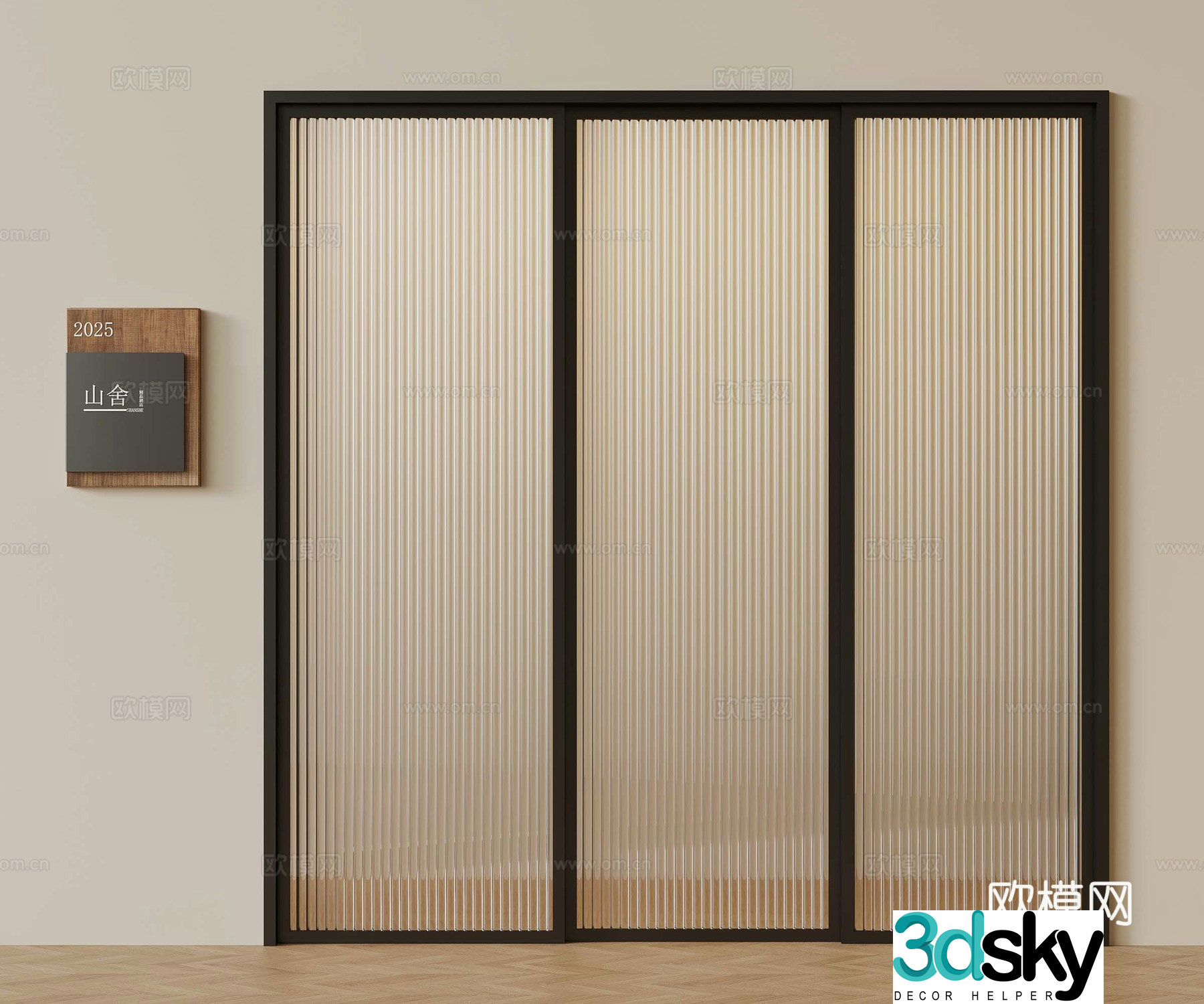 Modern sliding door Glass sliding door Door 3D model