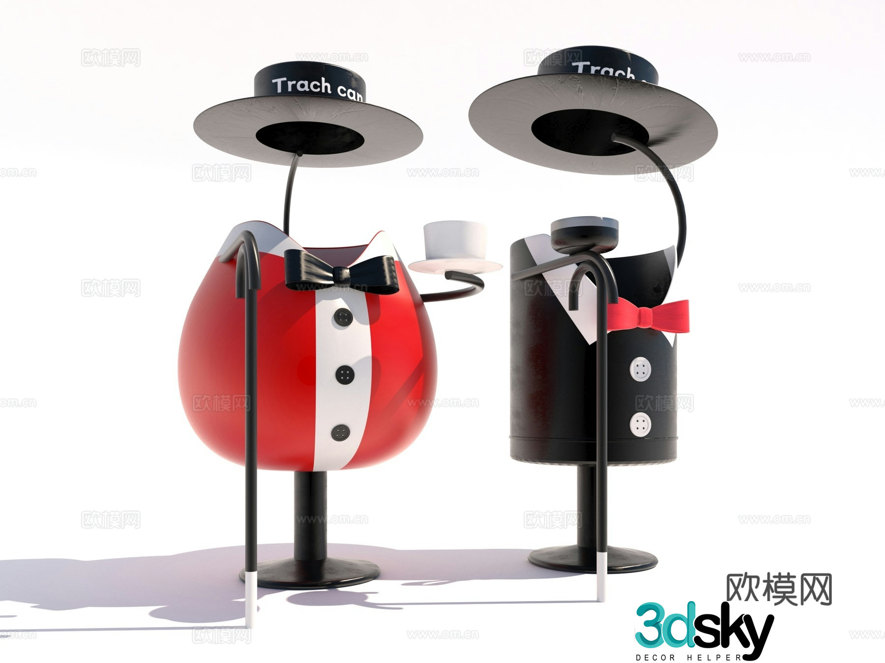 Modern style trash can 3d model