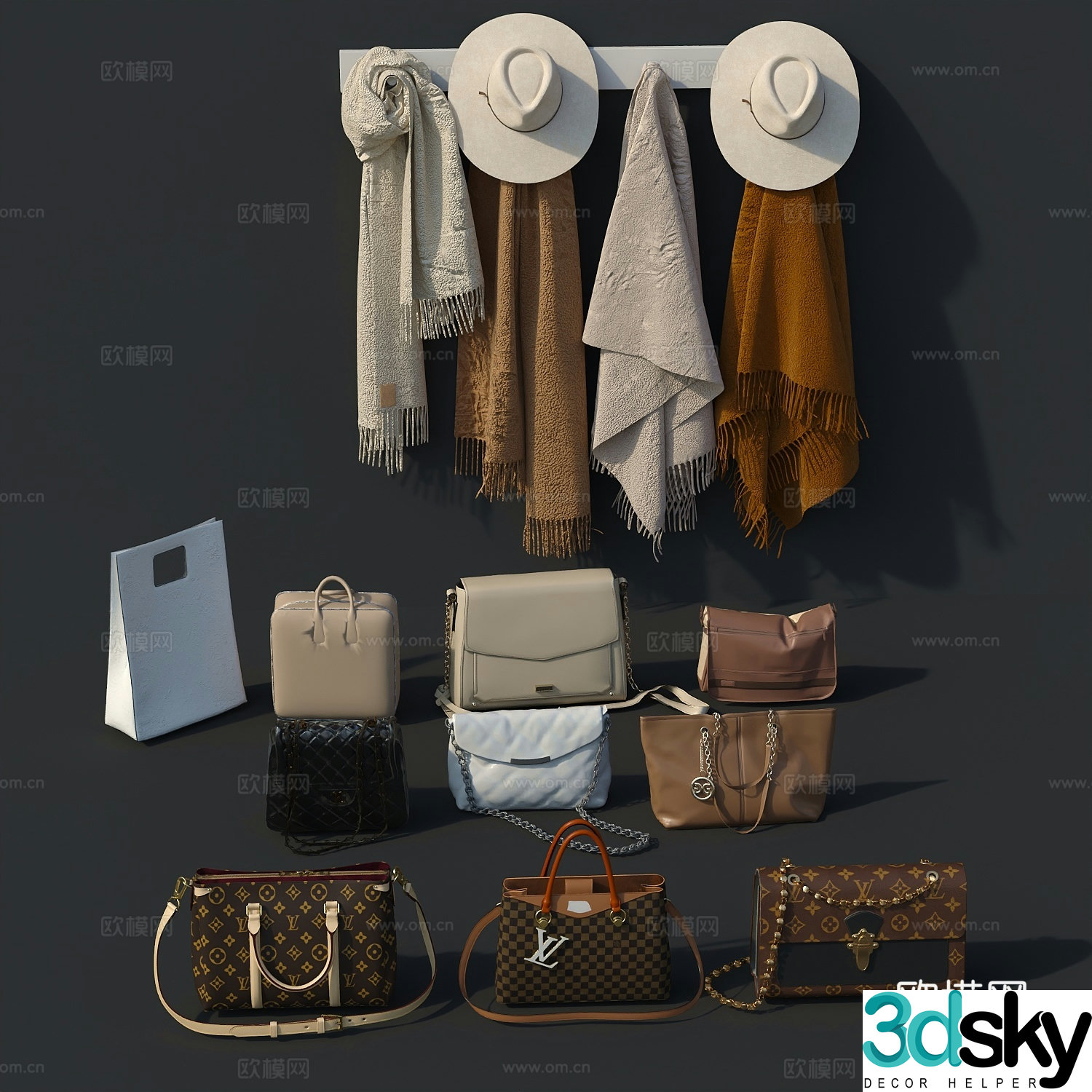 Clothes shoes bag business card bag girls clothes 3d model