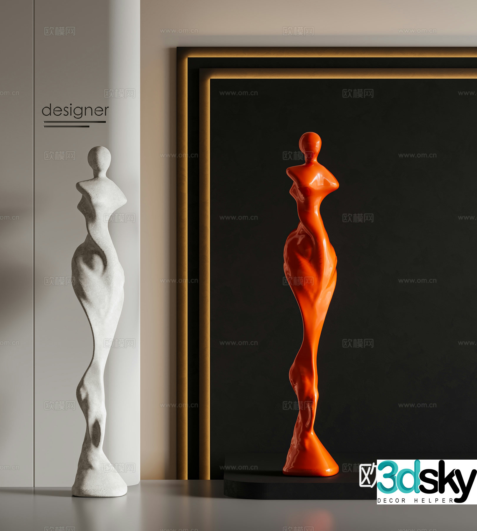 Modern Italian light luxury sculptures ancient sculptures abstract figure sculptures artistic sculptures stone 3d model