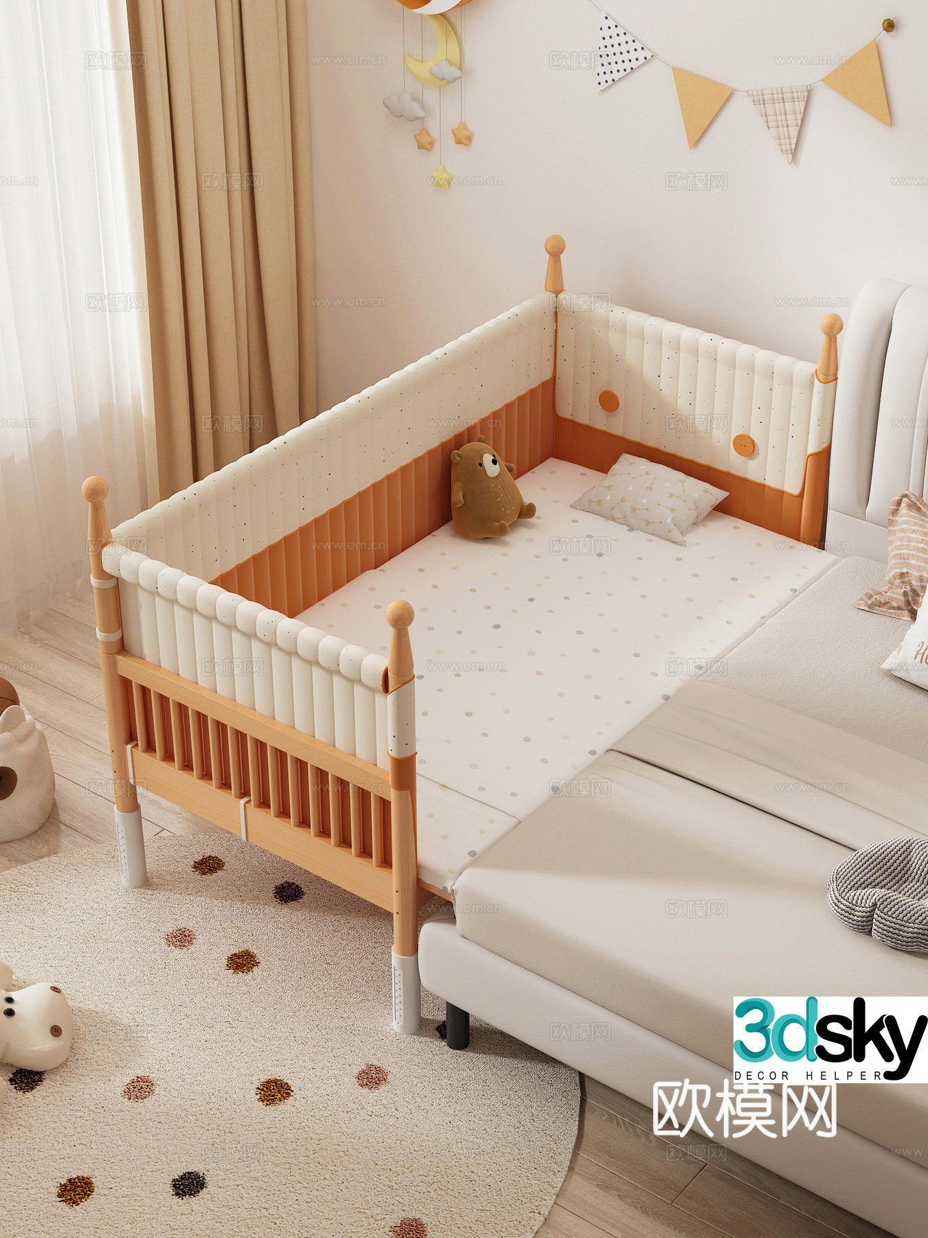 Spliced â€‹â€‹bed Children’s bed Crib Bedroom Toy Children’s room 3D model
