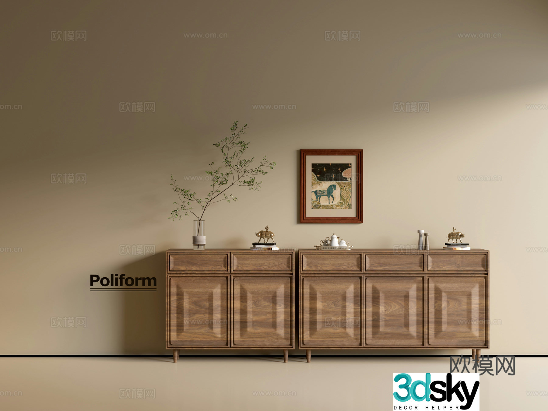 Modern wood grain cabinet ins wind minimalist wind cabinet whole cabinet sideboard balcony cabinet storage 3D model