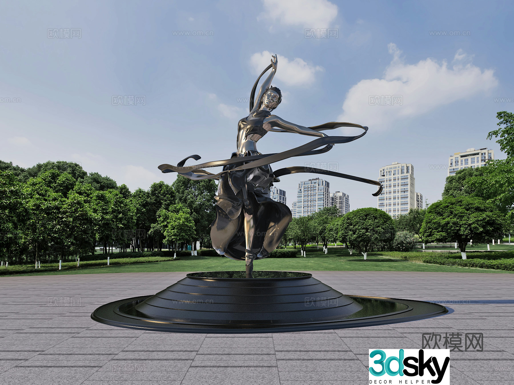 Square installation Sculpture Landscape Art sketch 3d model
