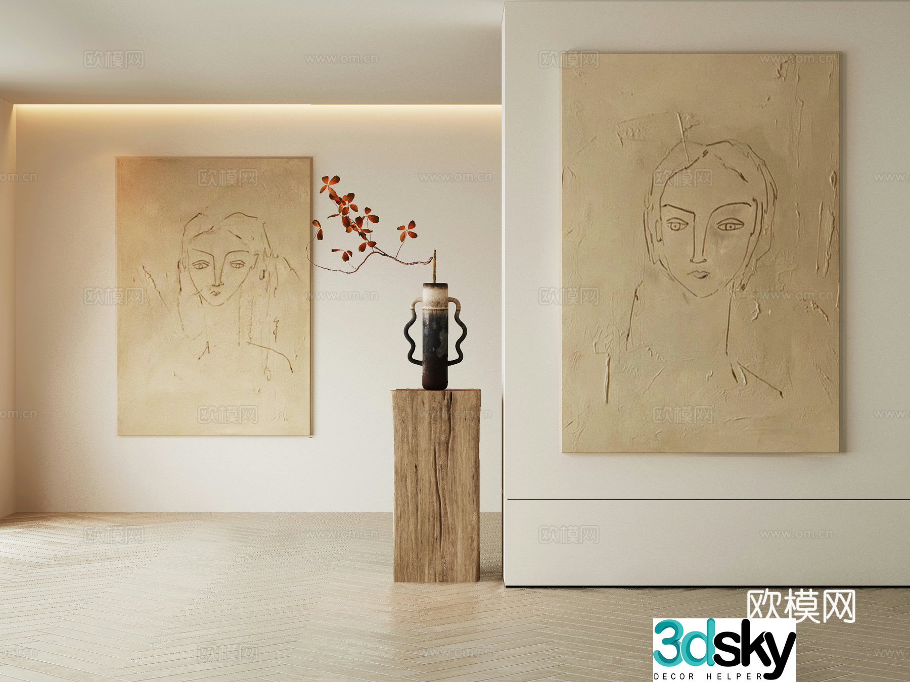 Modern Wasabi Hanging Painting Oil Painting 3D Model