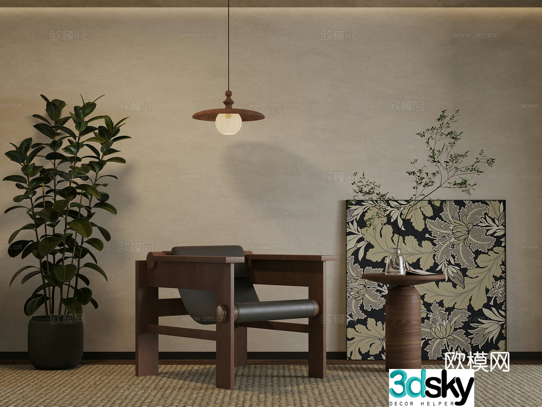 Medium style leisure chair 3d model