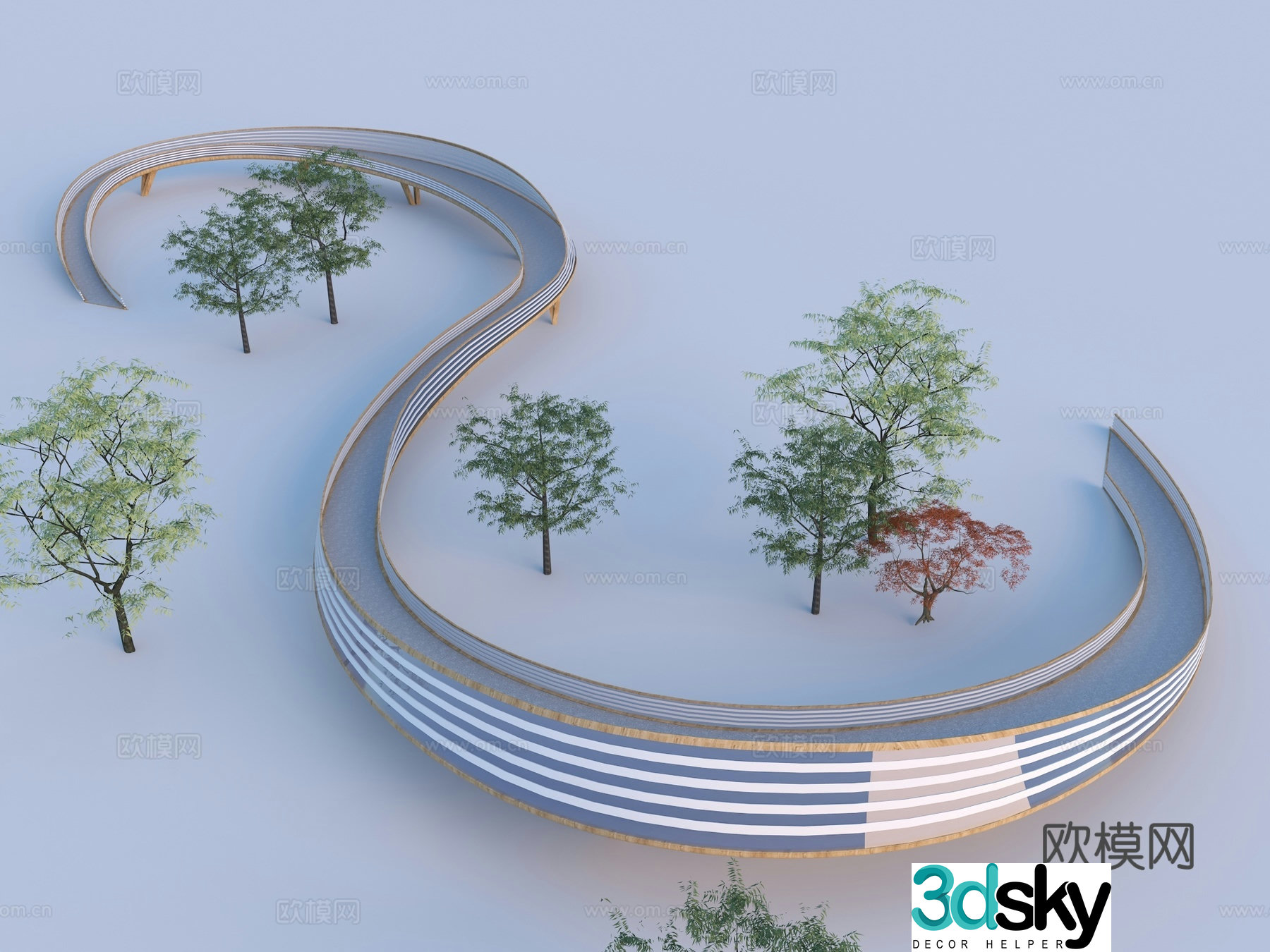 Modern pedestrian overpass Pier Pedestrian landscape bridge Park scenic overpass 3D model