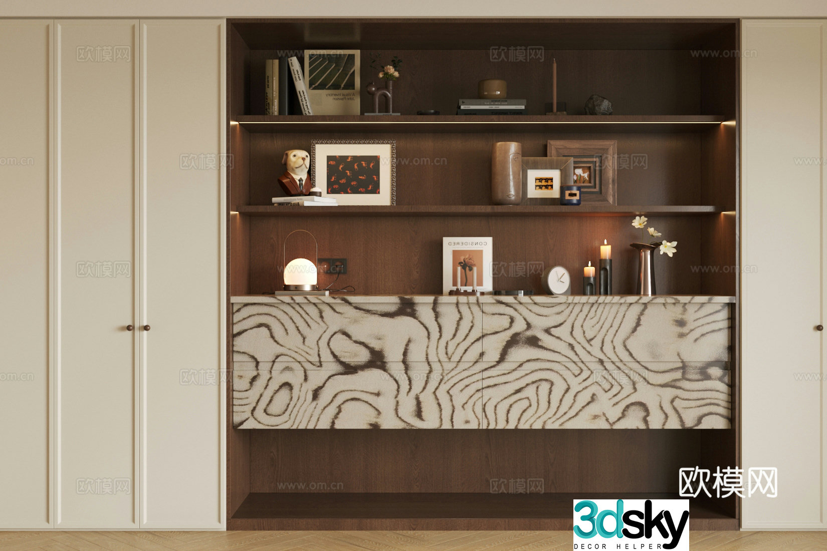 Medium cream sideboard Medium style sideboard Retro style sideboard Sideboard ornament 3D model