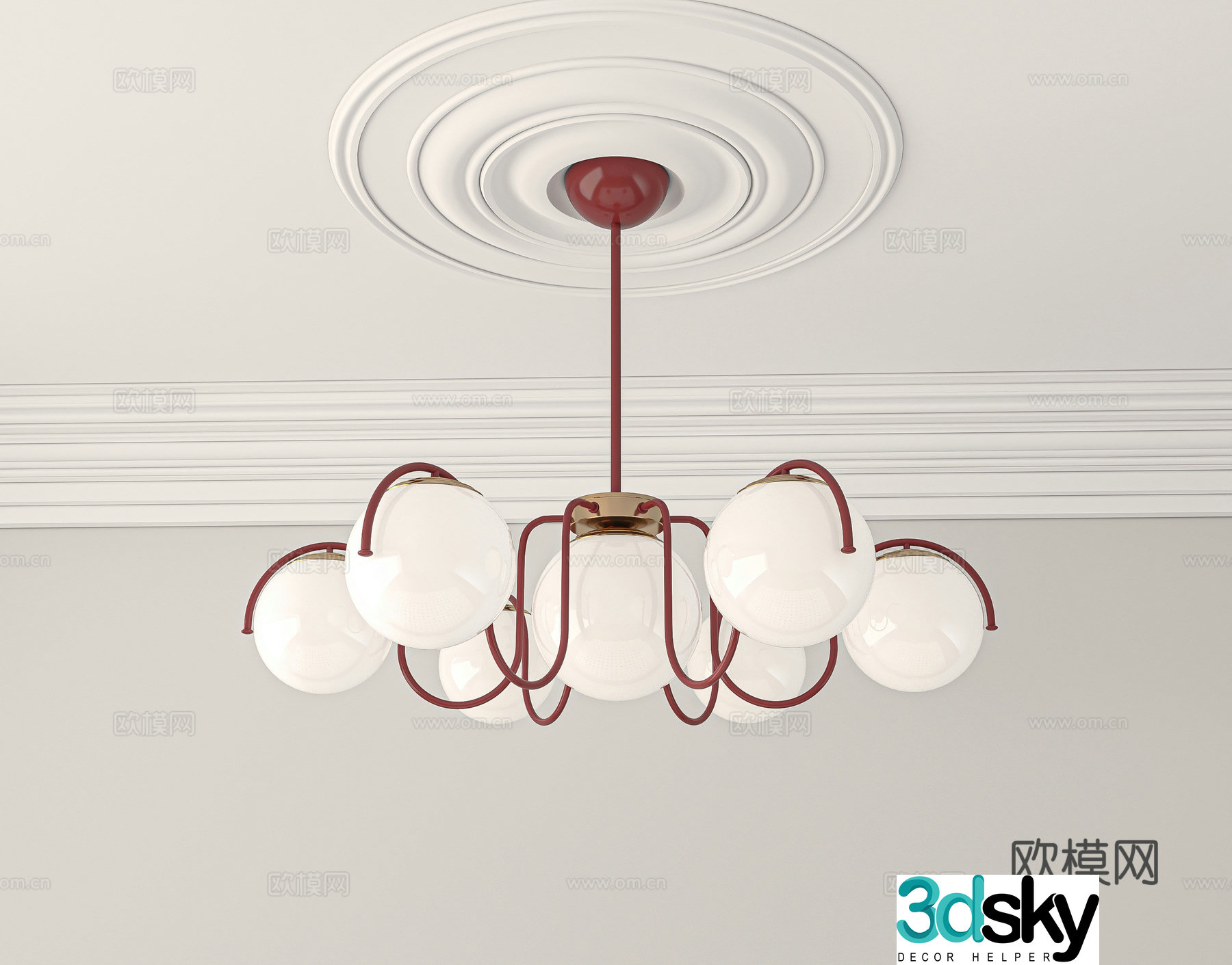 3D model of medieval style living room chandeliers