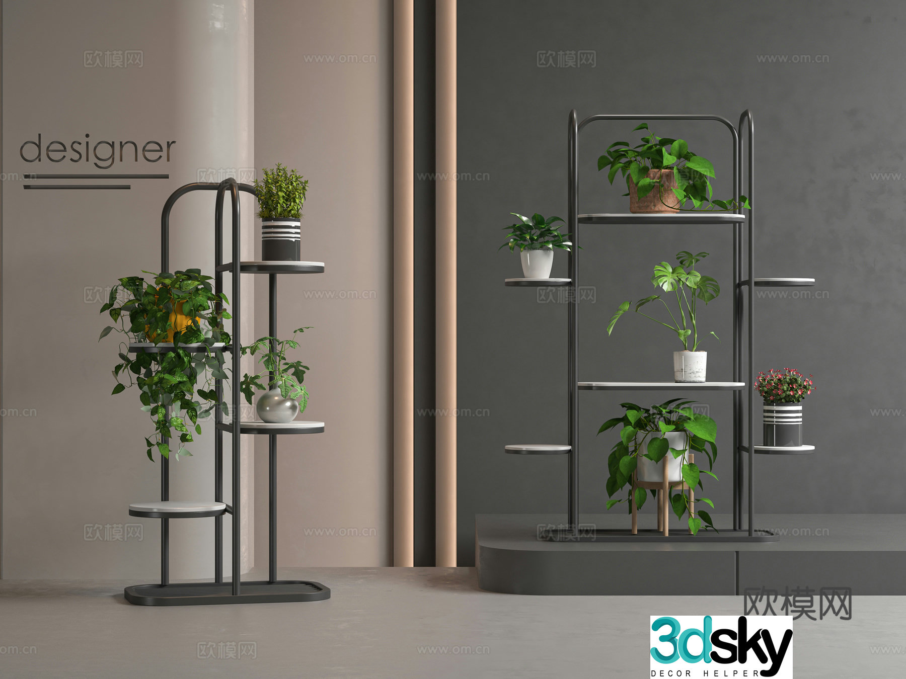 Modern potted plant stand 3D model