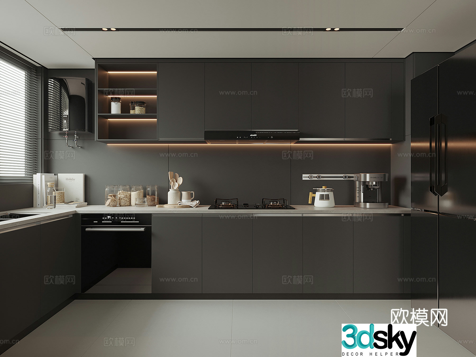 Modern home kitchen 3d model