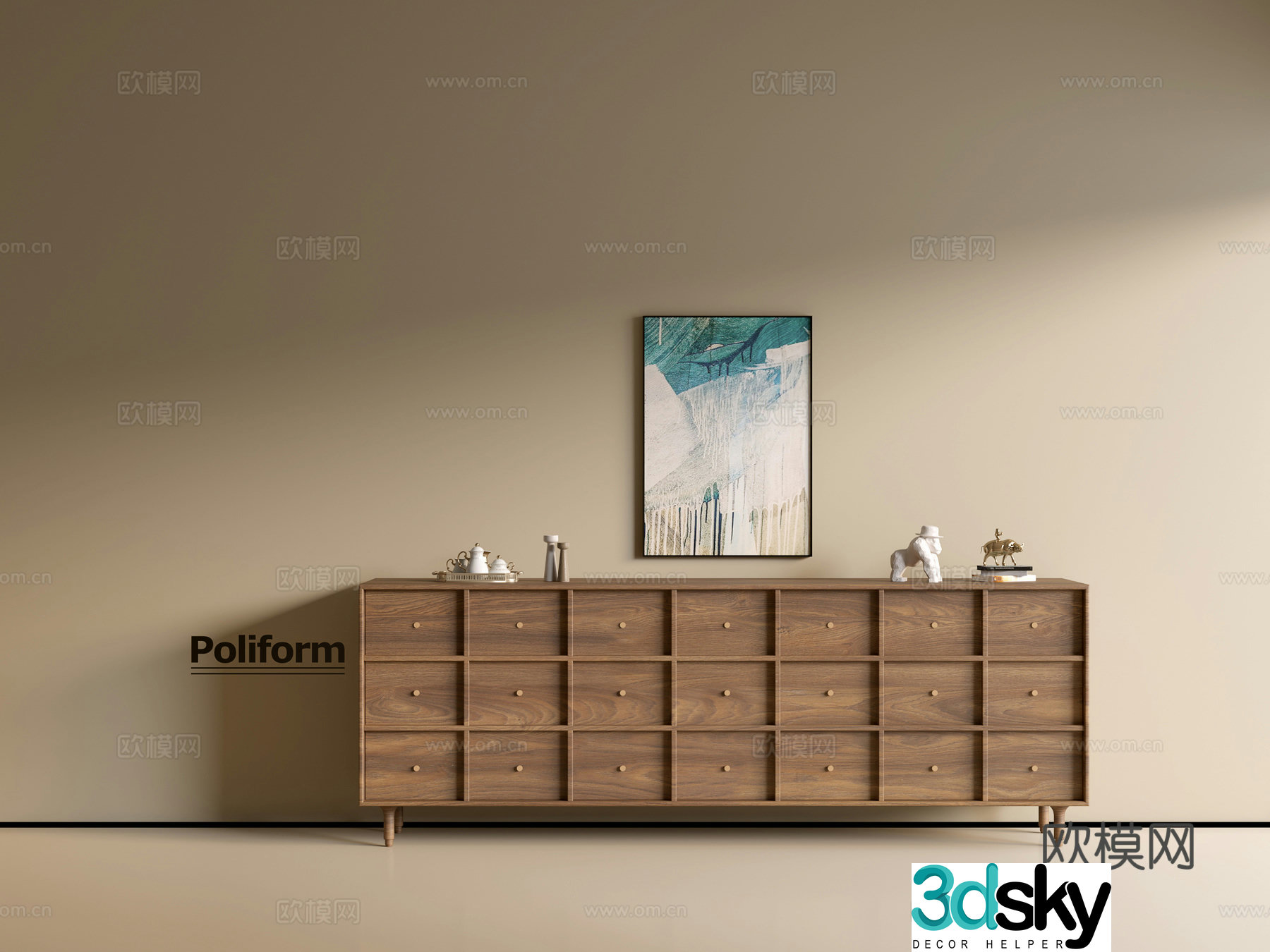 Modern wood grain cabinet ins wind minimalist wind cabinet whole cabinet sideboard balcony cabinet storage 3D model
