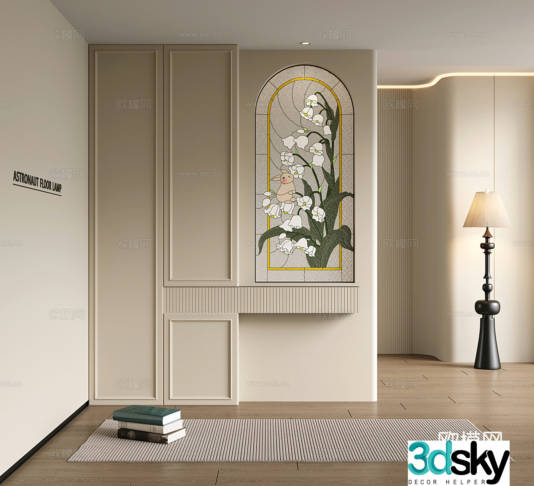 French entrance partition decorative partition cabinet retro tiffany stained glass_partition cabinet 3D model