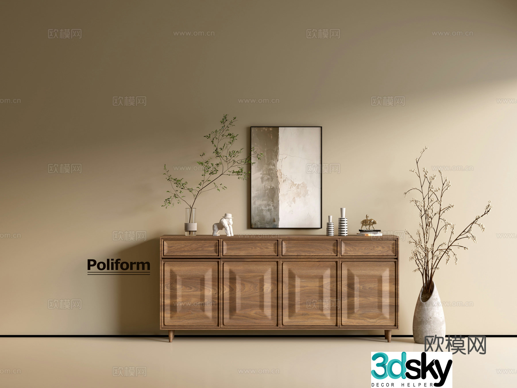 Modern wood grain cabinet ins wind minimalist wind cabinet whole cabinet sideboard balcony cabinet storage 3D model