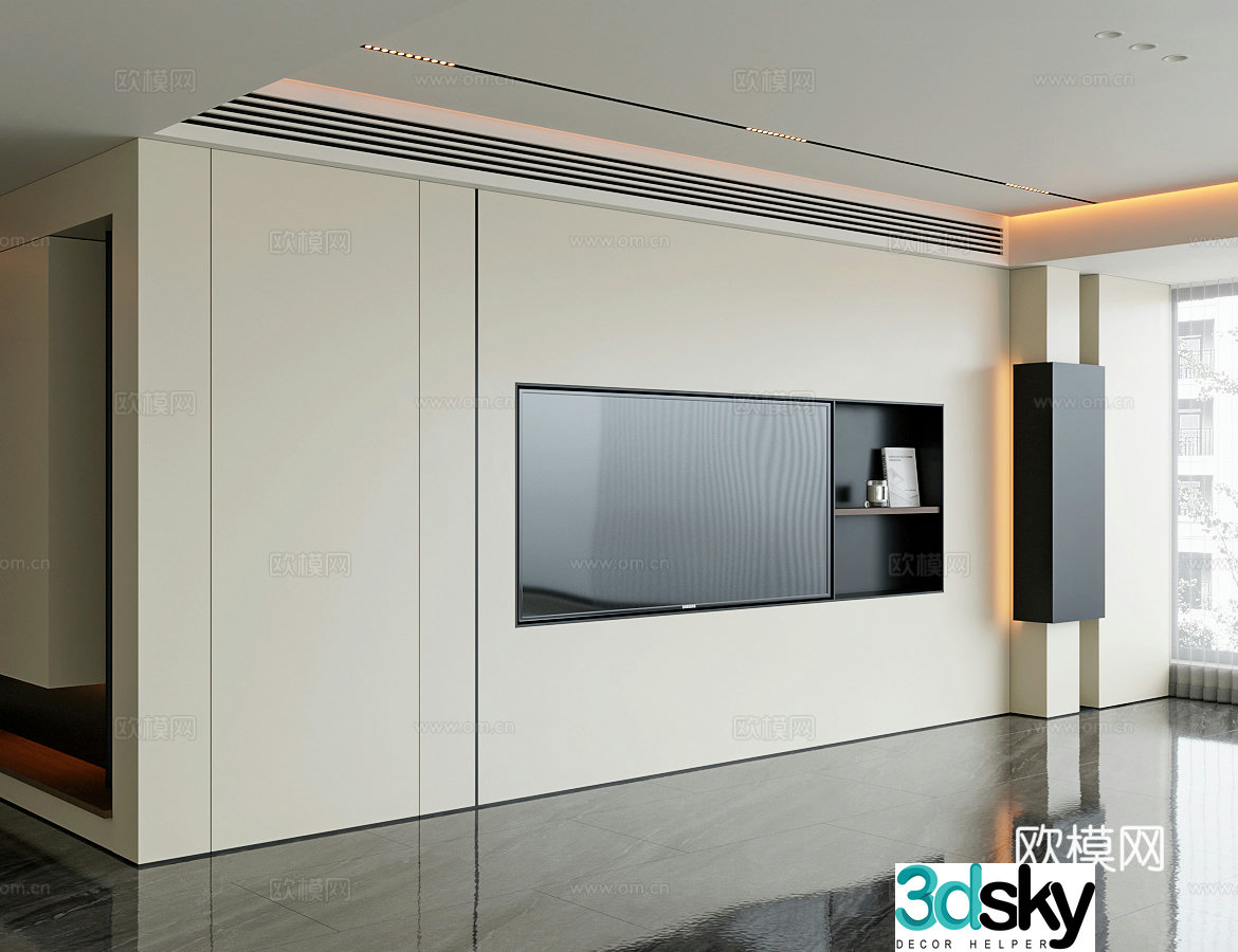 Modern TV background wall 3d model