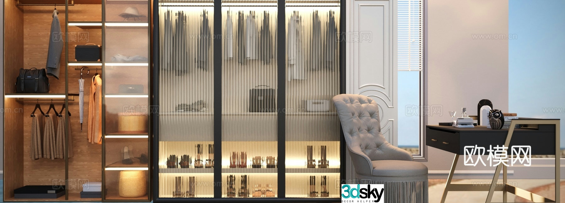 Wardrobe Clothing Single Sofa 3D Model