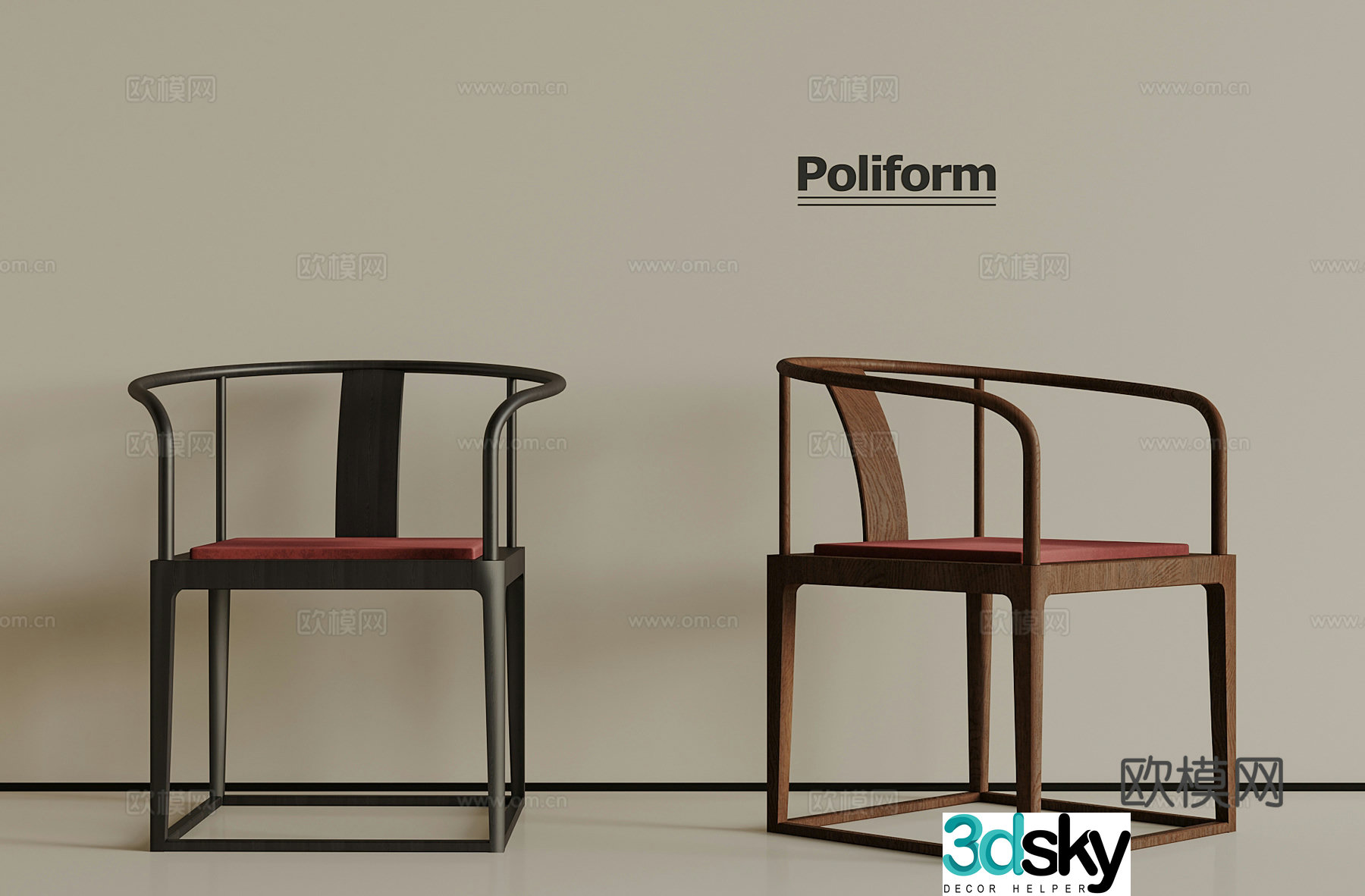New Chinese style wooden leisure chair wooden single chair 3d model