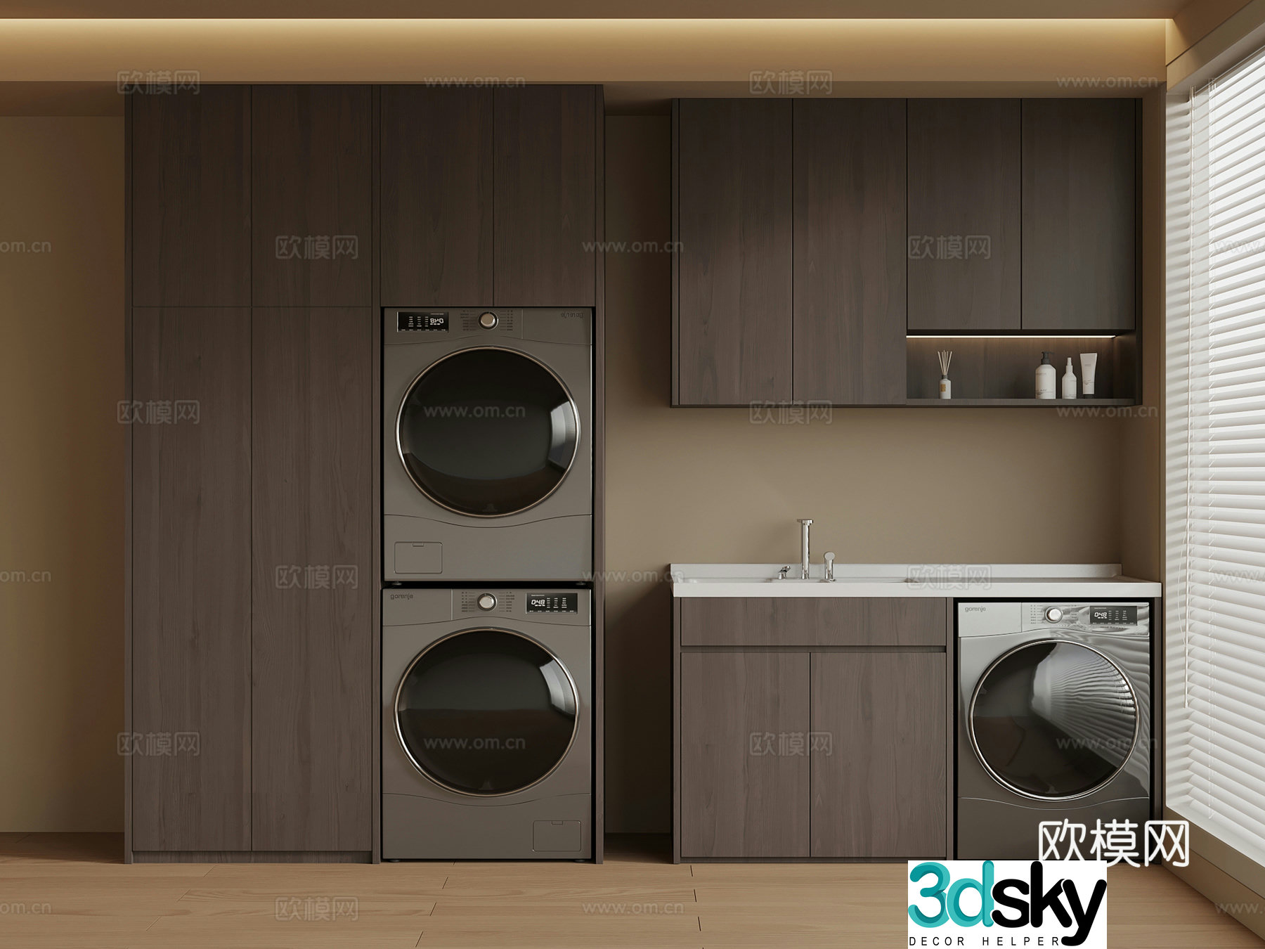 Modern Italian washing machine cabinet 3d model
