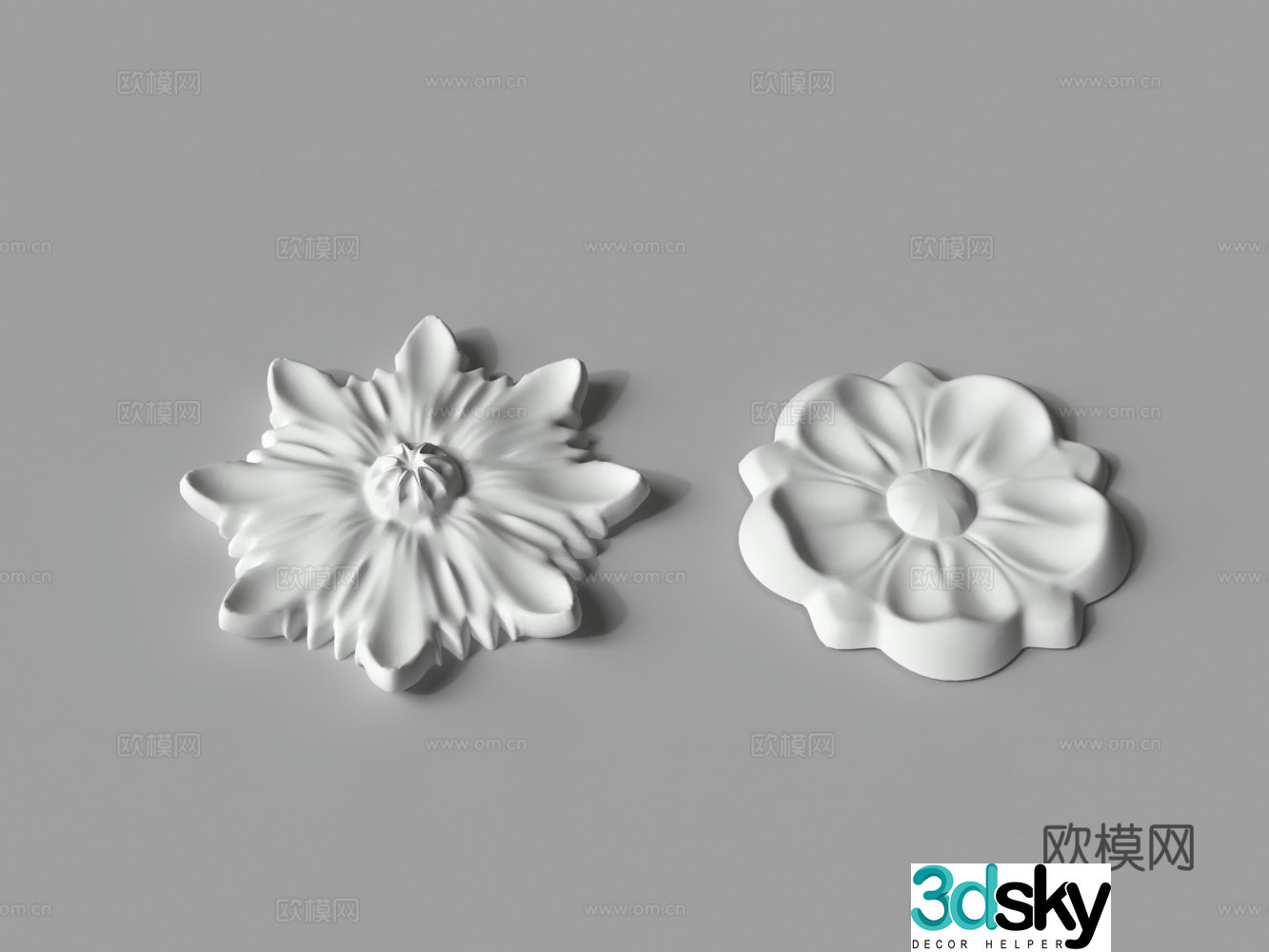 Carving Plaster Carving Petals Snowflakes 3d Model
