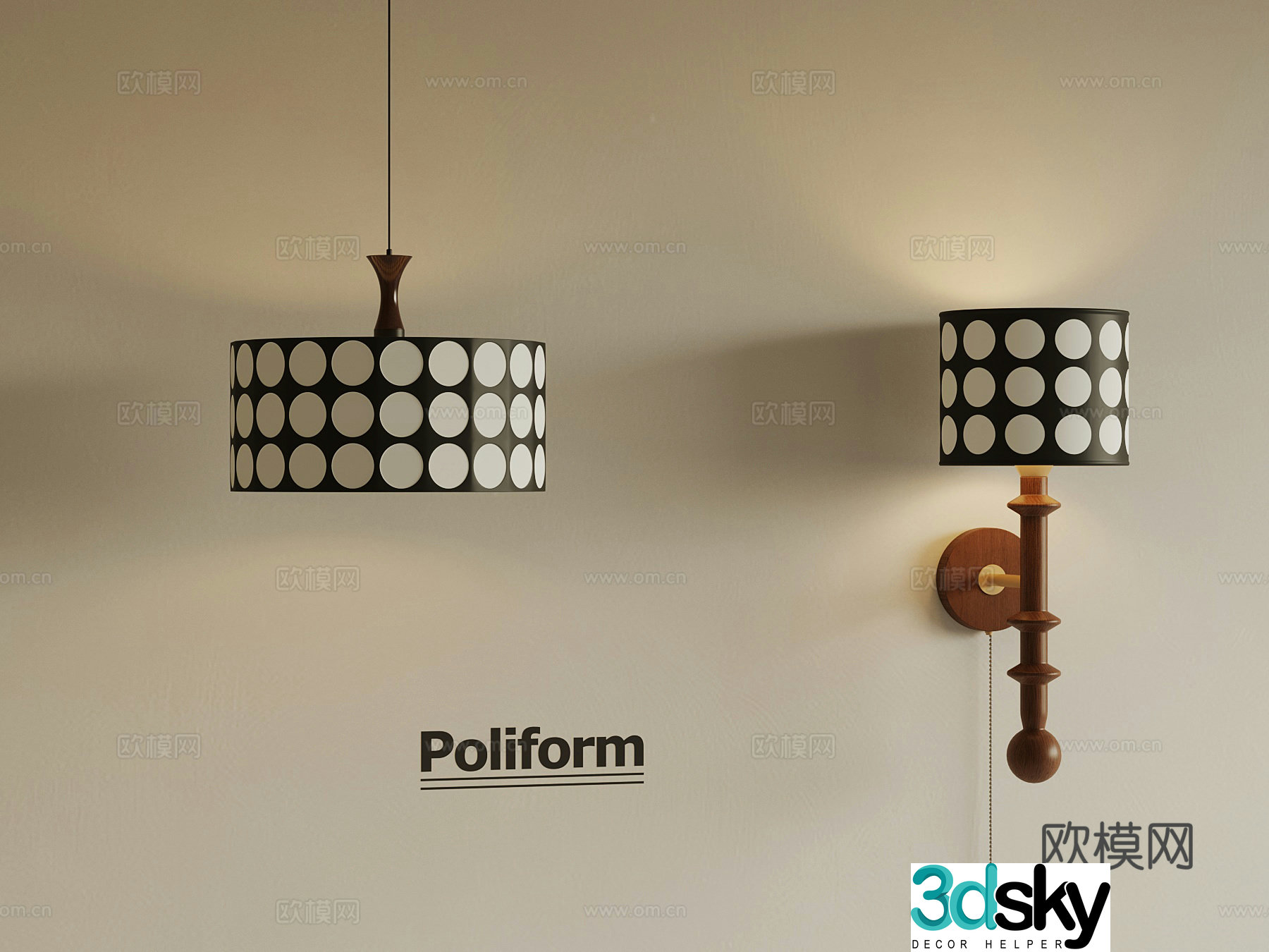 Middle-aged wall lamp small chandelier 3d model