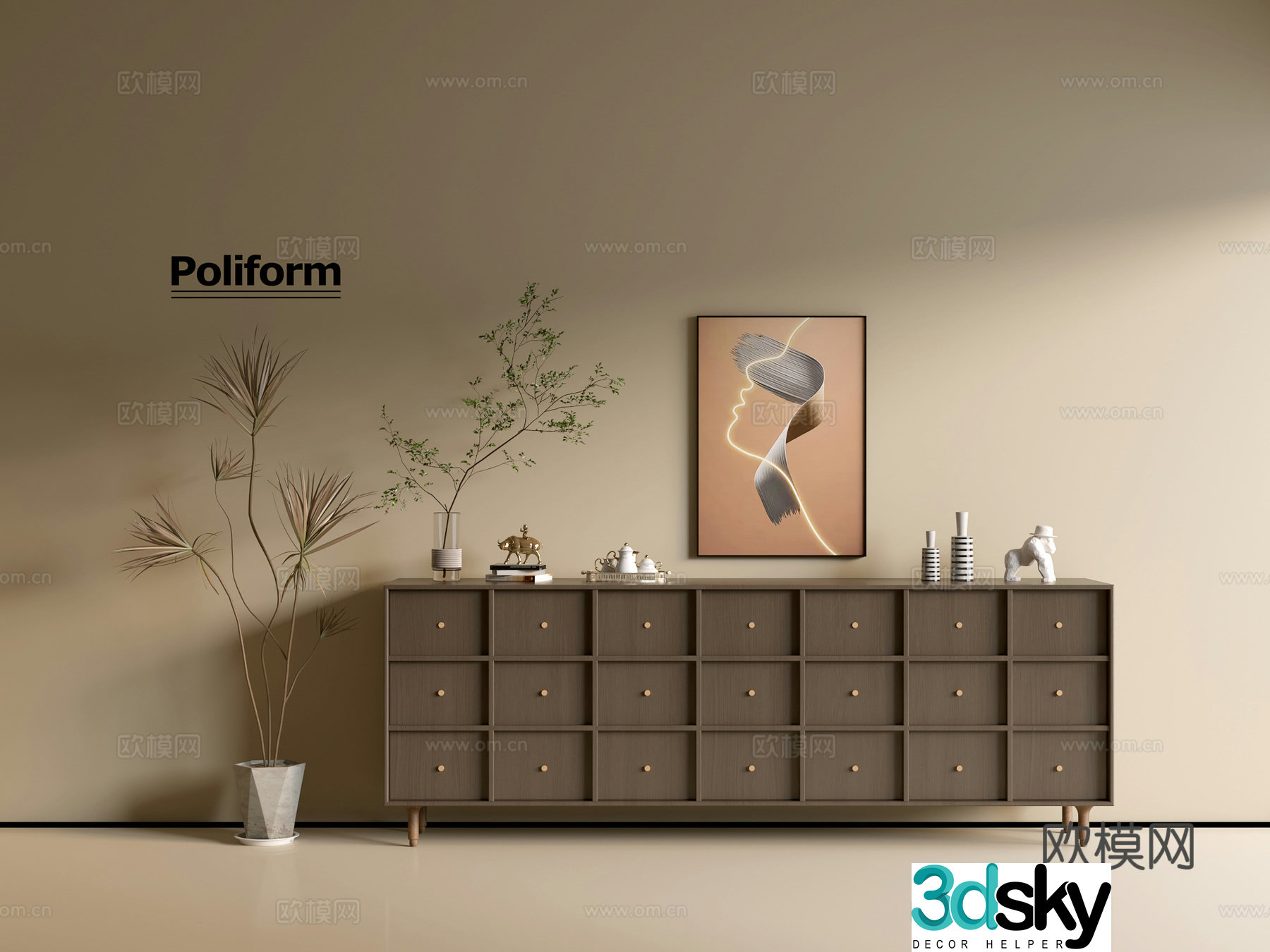 Modern wood grain cabinet ins wind minimalist wind cabinet whole cabinet sideboard balcony cabinet storage 3D model