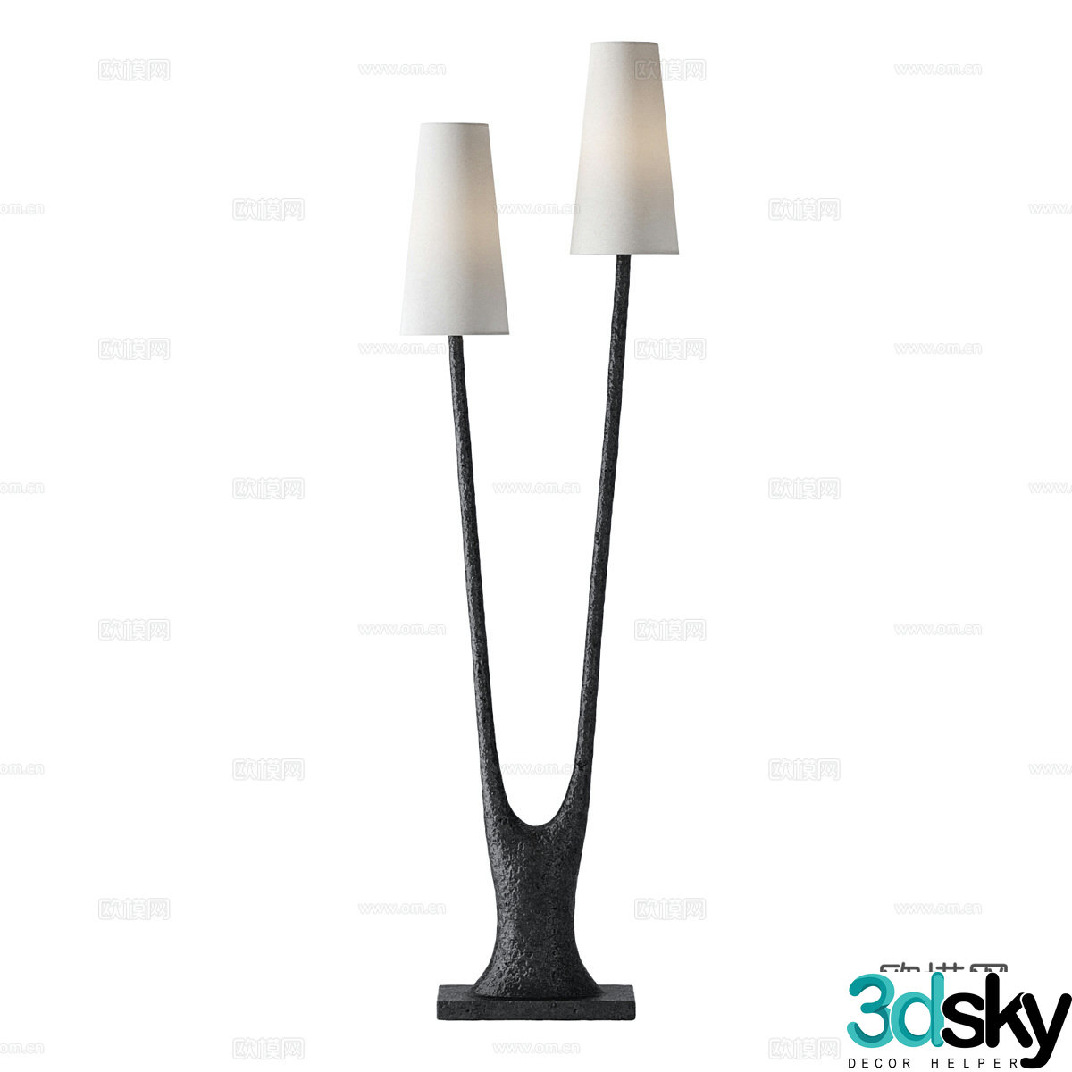 New Chinese style Wasabi double-headed floor lamp 3D model