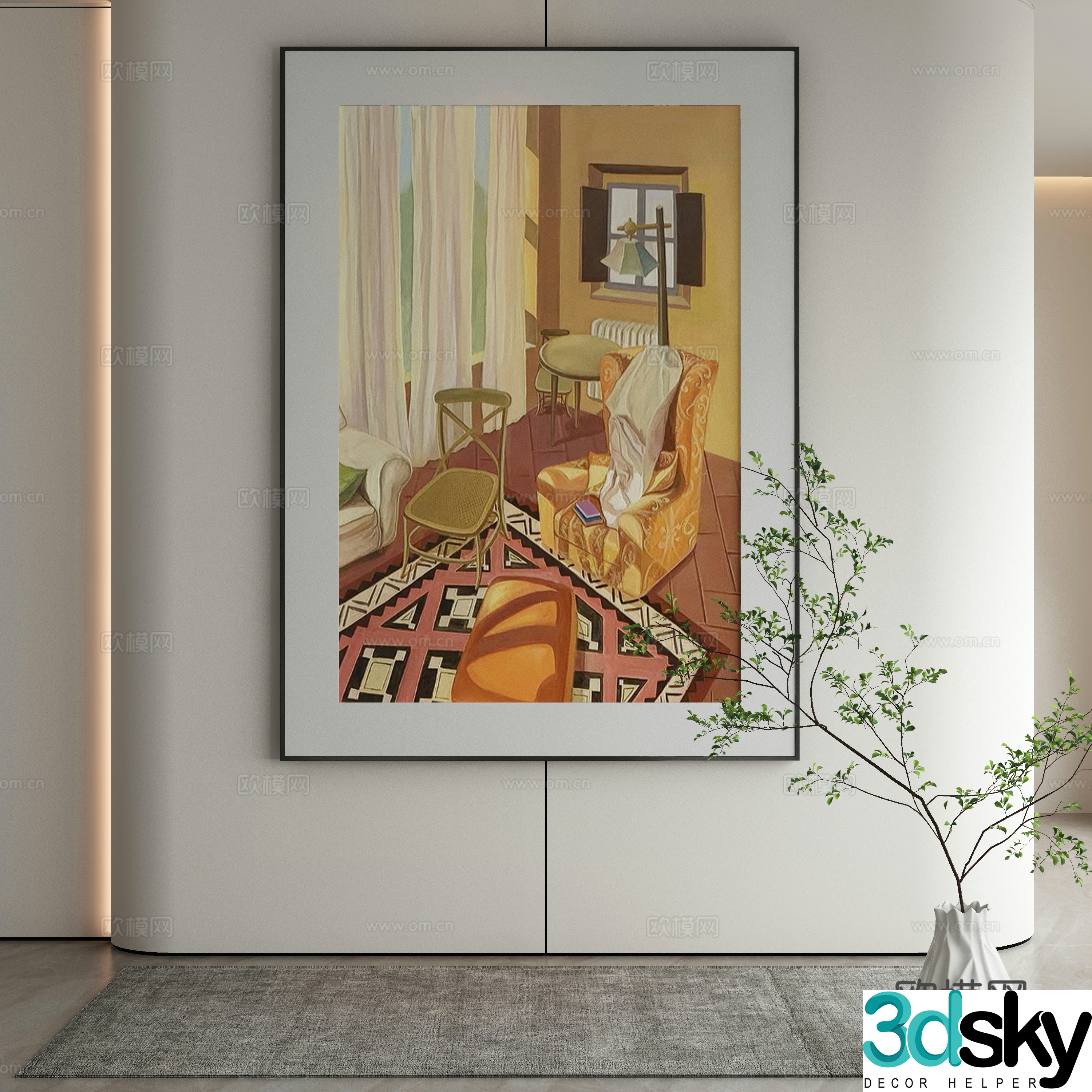 Modern Wasabi Hanging Painting Oil Painting 3D Model