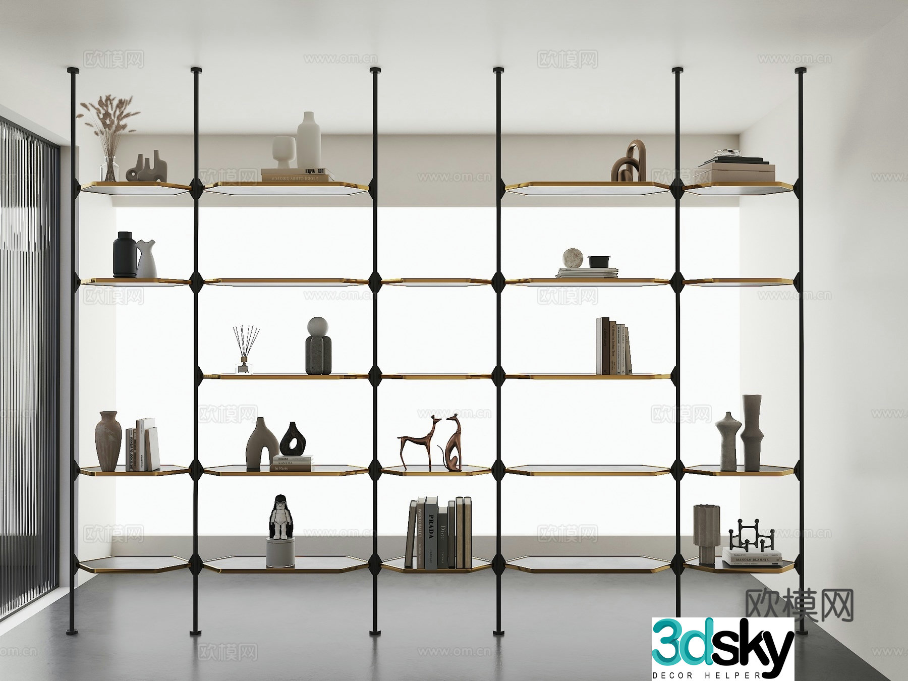 Modern bookshelf Stainless steel storage rack Minimalist stainless steel storage rack Stainless steel rack Book Metal solid 3D model