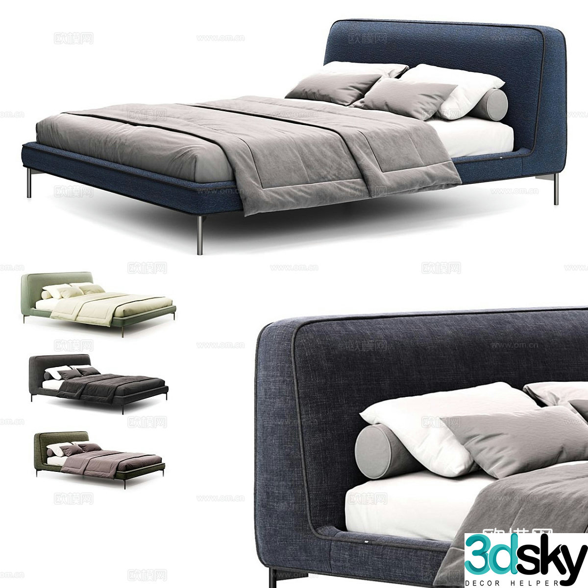 Modern simple double bed Double bed Simple bed Bedroom bed Pillow 3D model