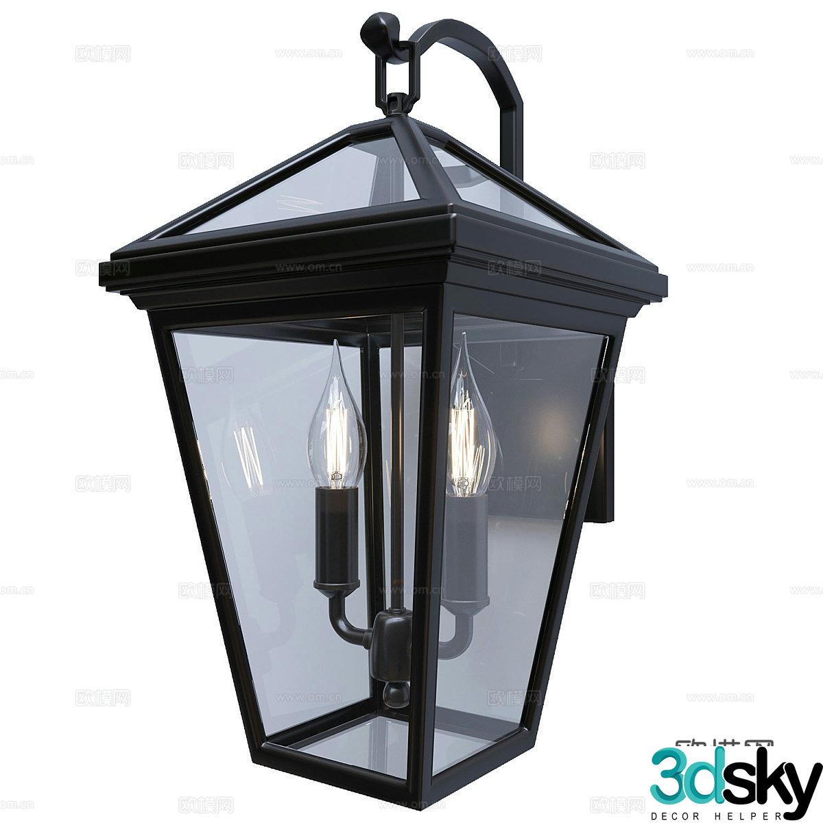 Modern Italian Metal Glass Outdoor Wall Light 3D Model