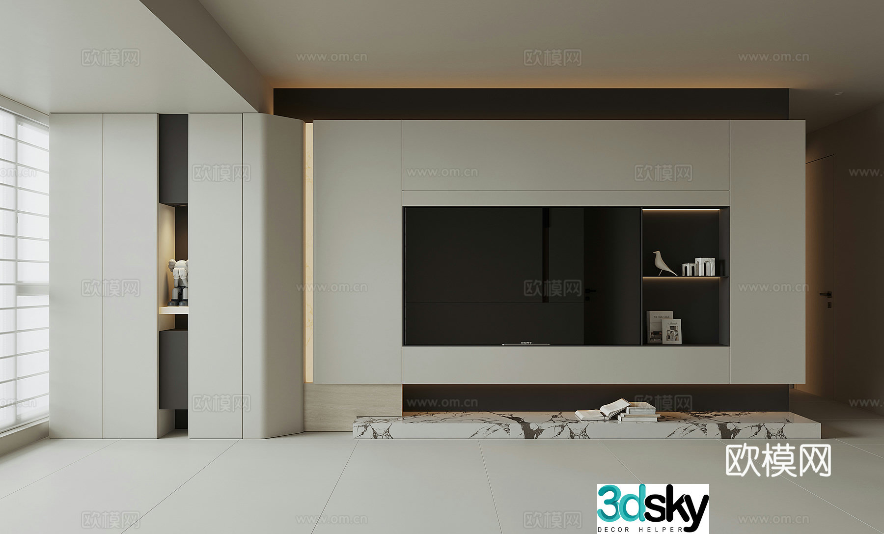 Modern TV background wall 3d model