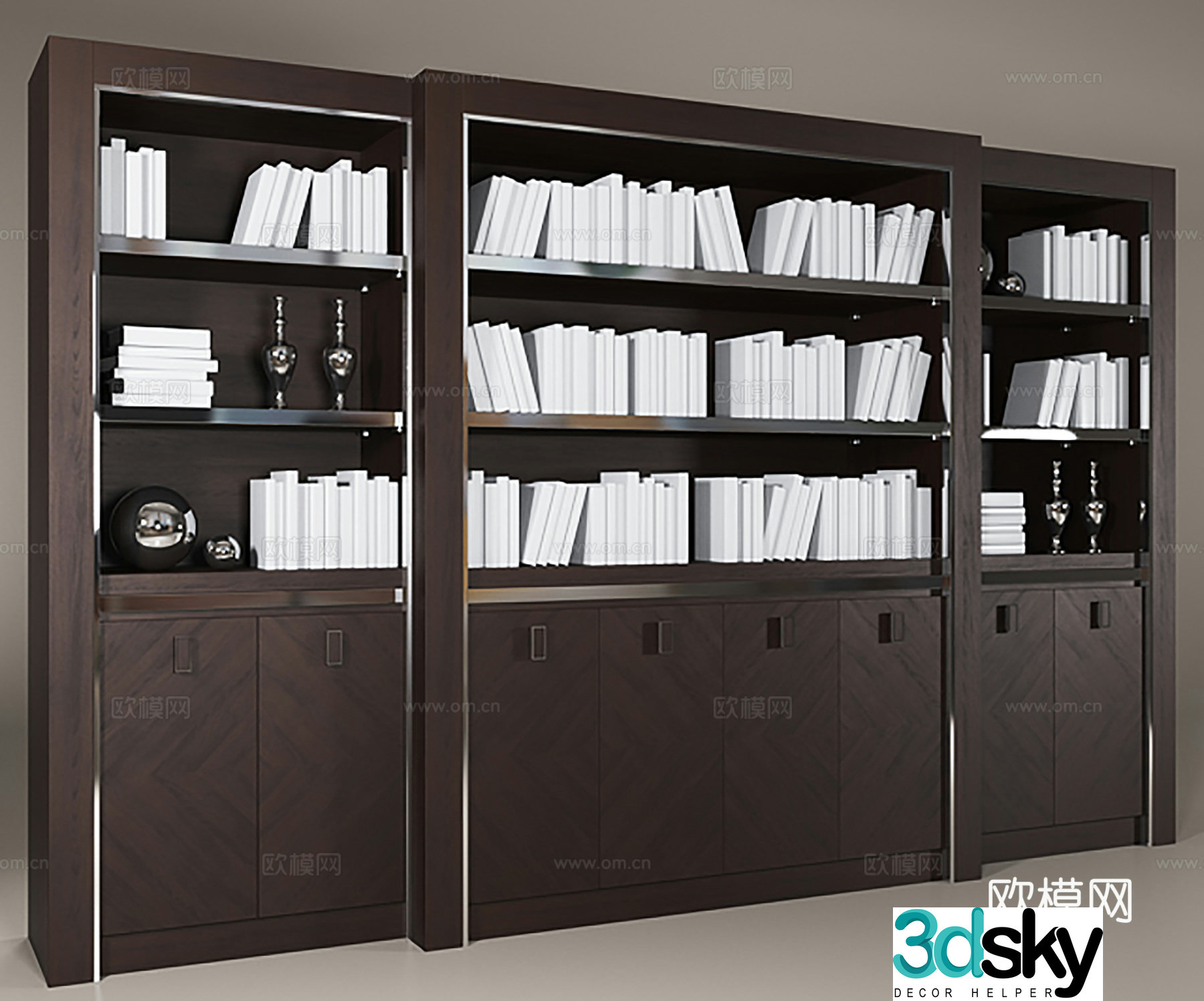 Modern bookcase jewelry combination 3D model
