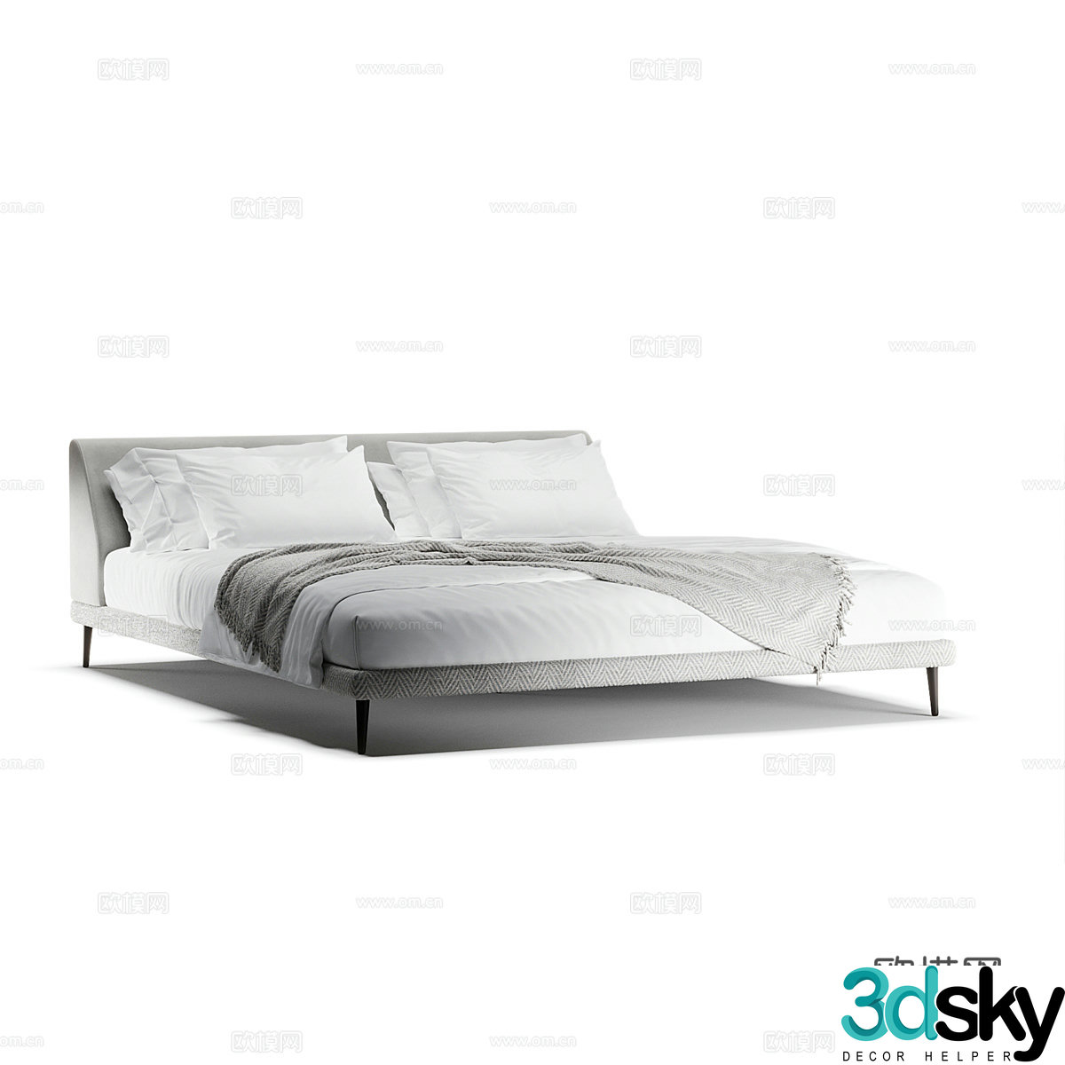 Modern simple double bed Double bed Simple bed Bedroom bed Pillow 3D model