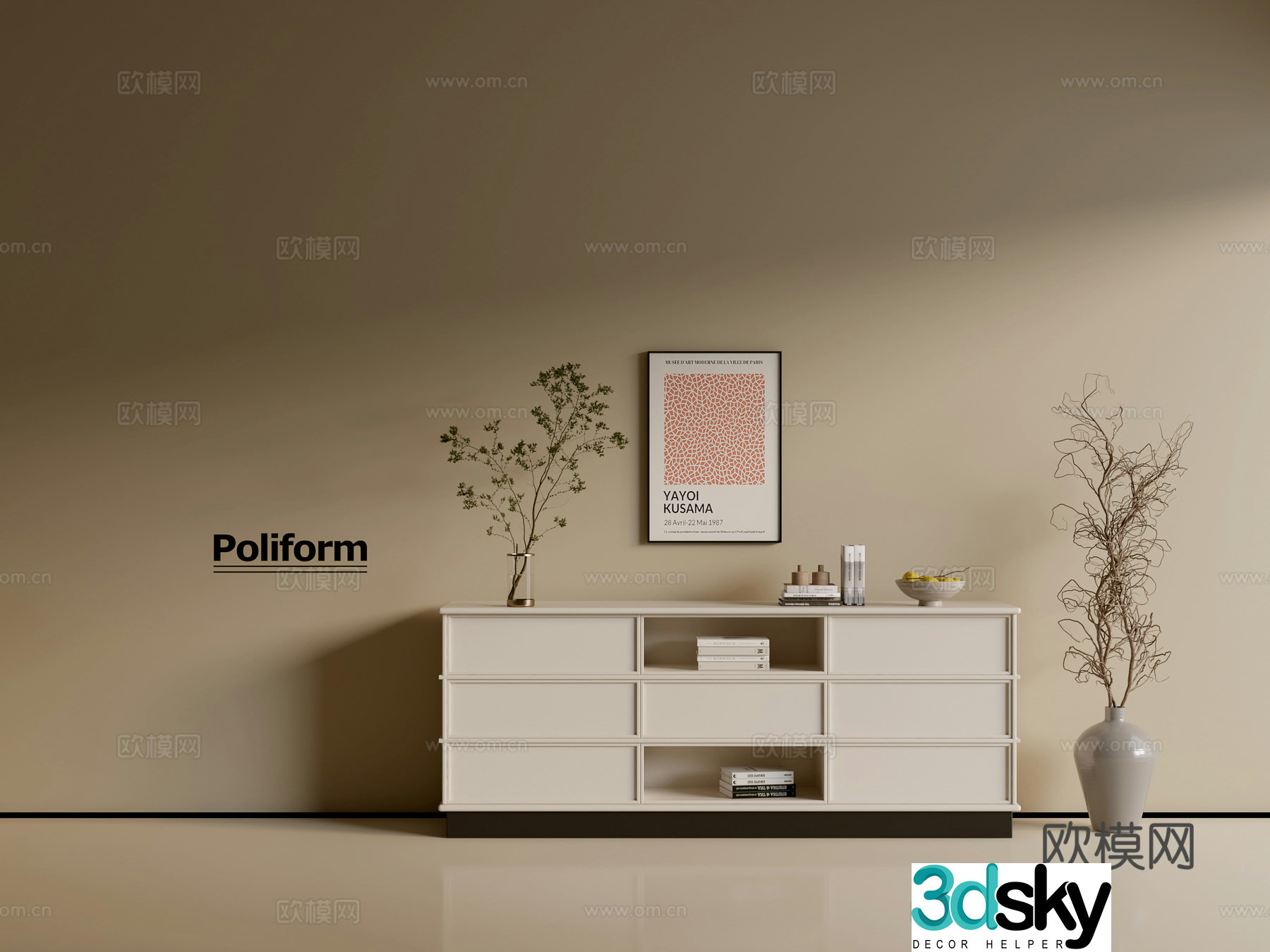 Modern cream wind chest of cabinet ins wind minimalist wind cabinet whole cabinet sideboard balcony cabinet 3d model