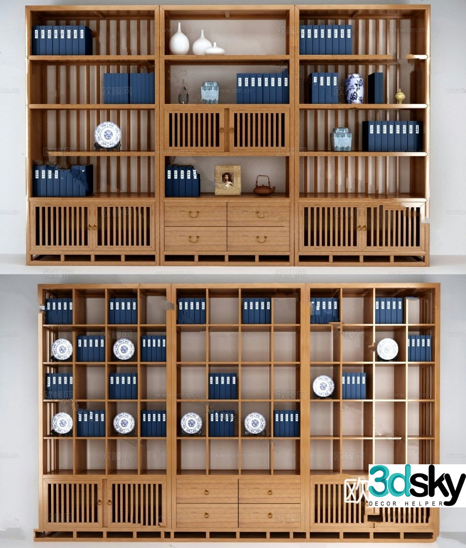 Chinese bookcase model 3d model