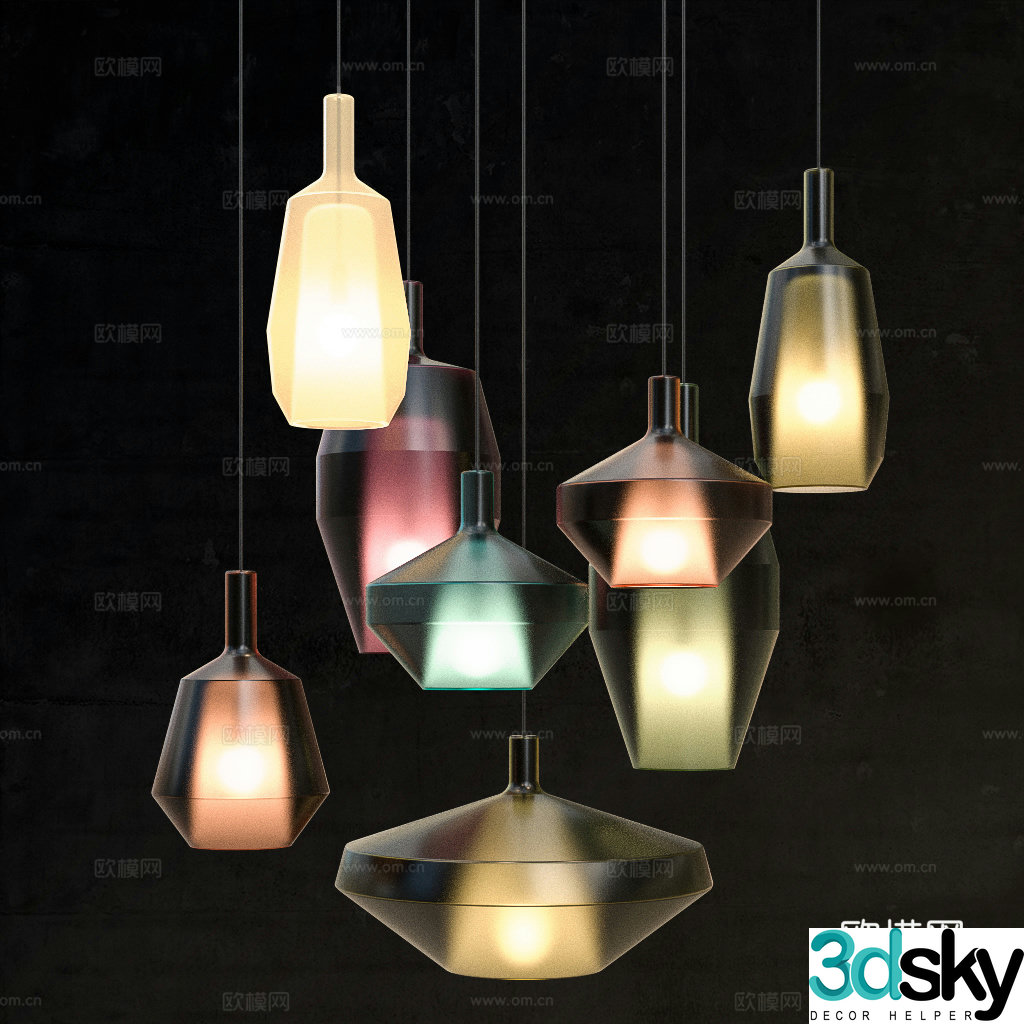 Modern Italian glass decorative chandelier 3d model
