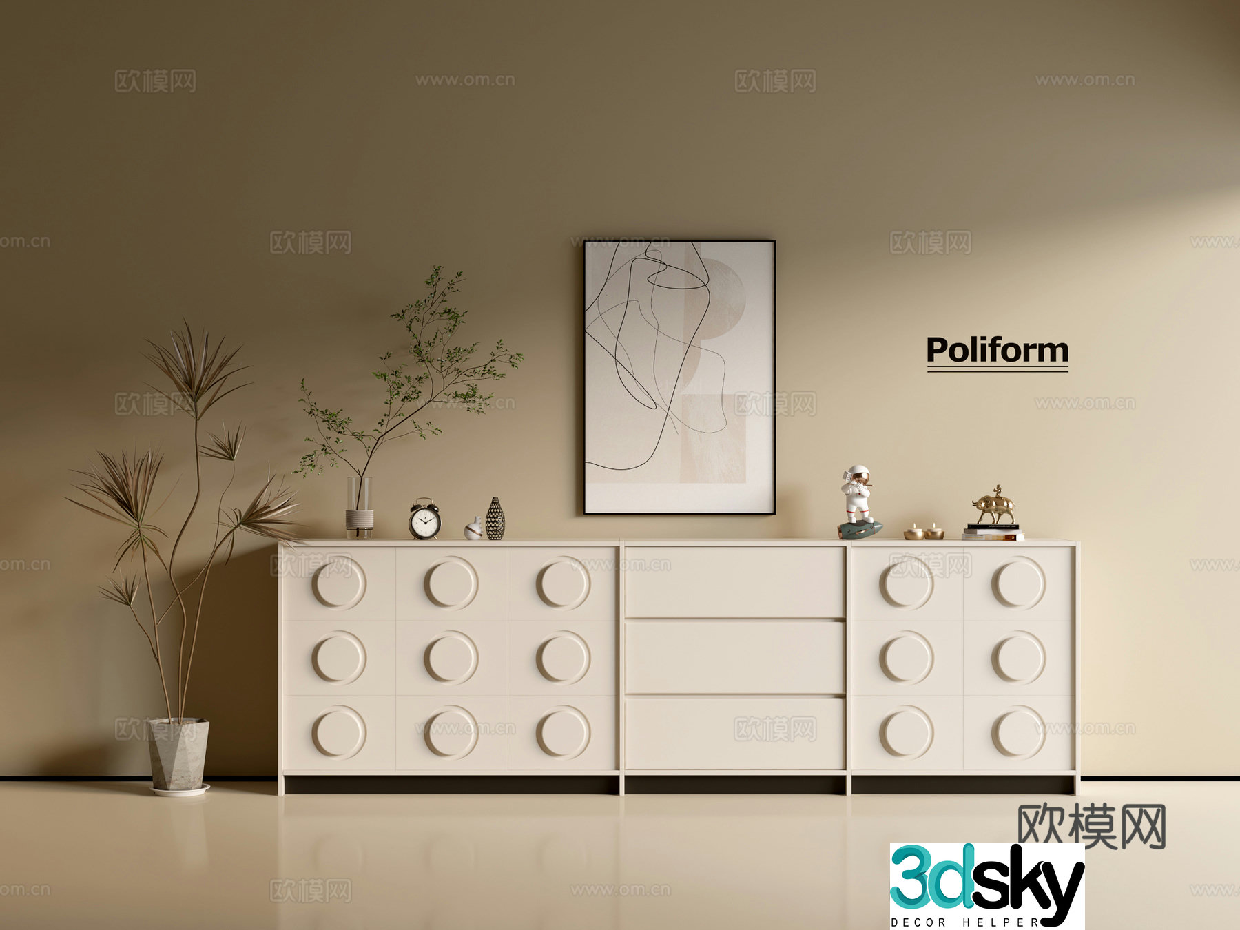 Modern cream wind chest of cabinet ins wind minimalist wind cabinet whole cabinet sideboard balcony cabinet 3d model
