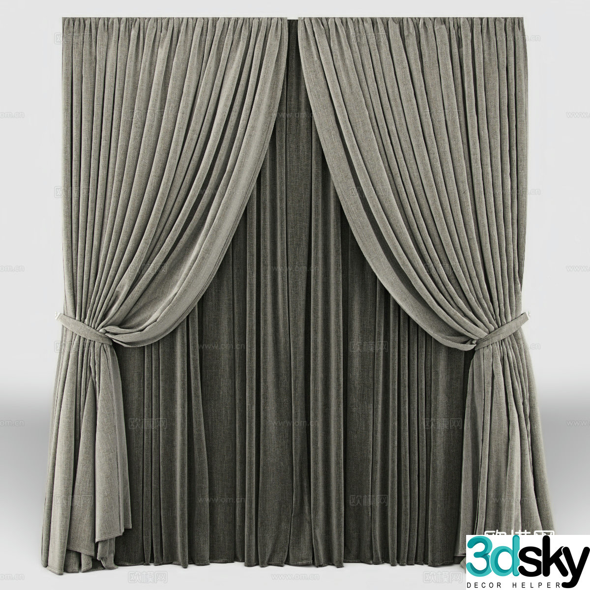 Modern fabric curtains Living room bedroom curtains 3d model