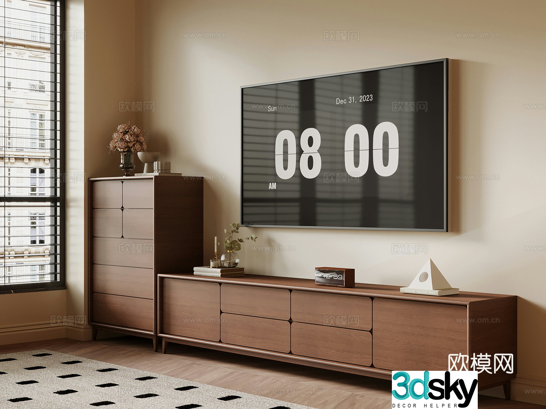 French medieval style TV cabinet 3D model