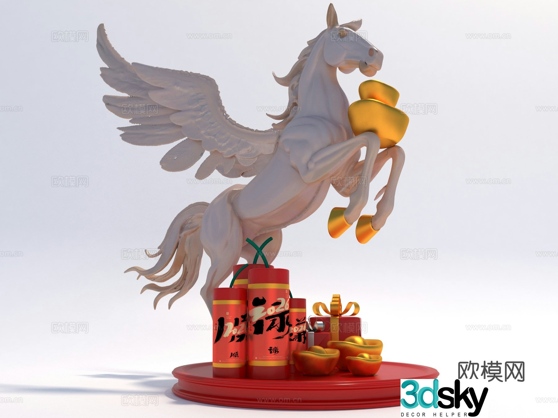 Modern style Year of the Horse Landscape 3d Model