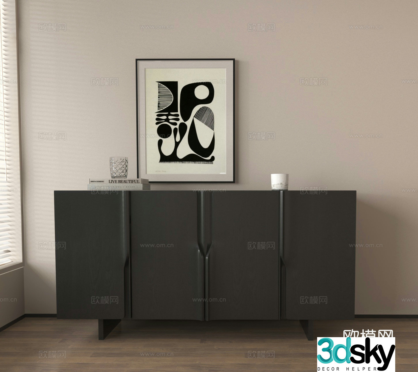 chest of drawers entrance cabinet side cabinet hanging painting decorative painting ornament 3D model