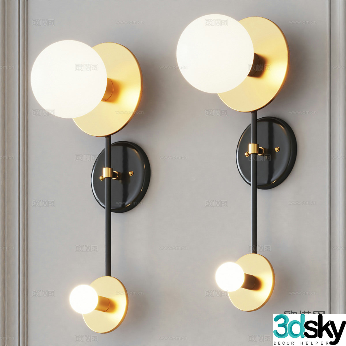 Modern light luxury decorative wall light 3d model