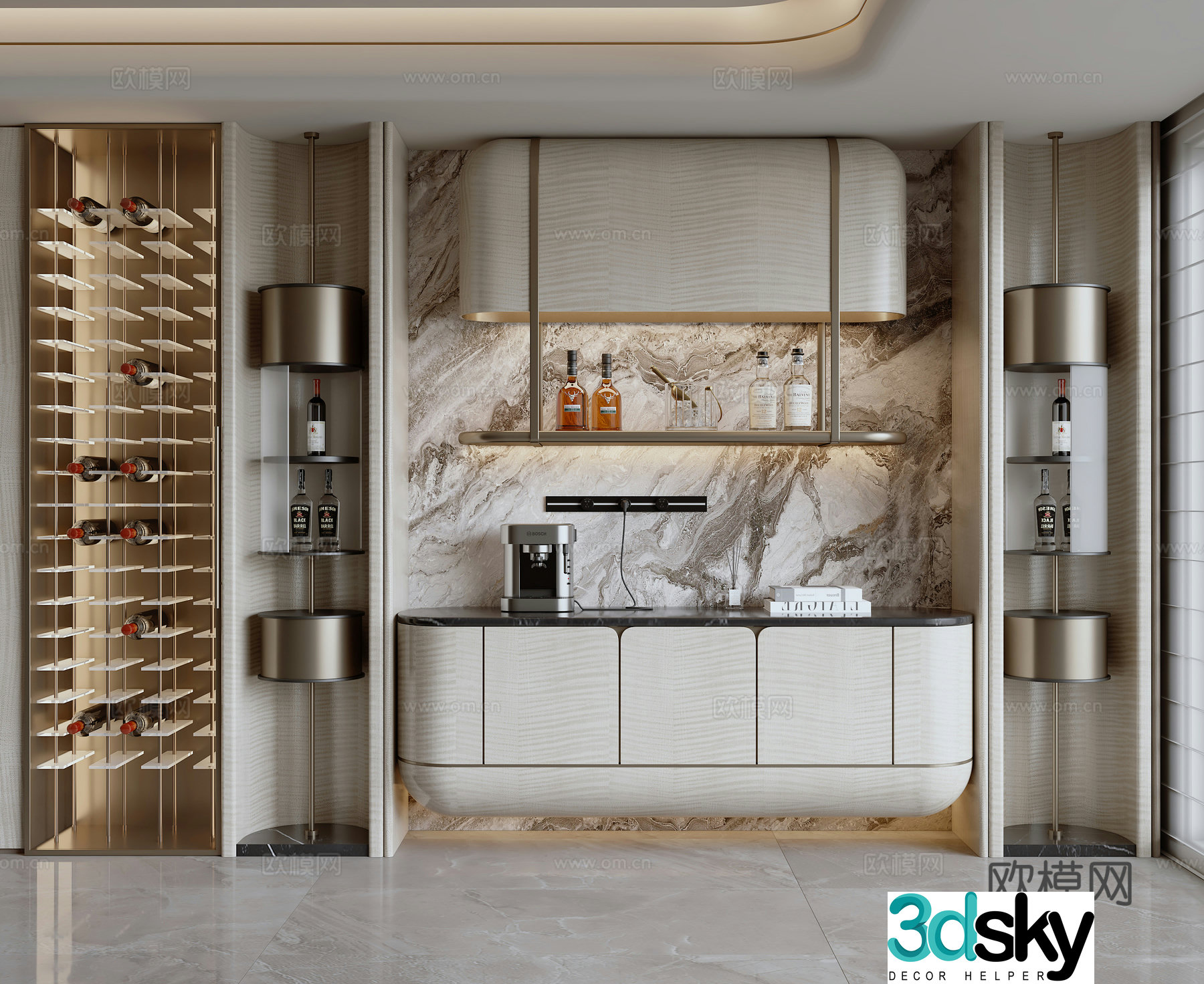 Modern light luxury sideboard 3D model