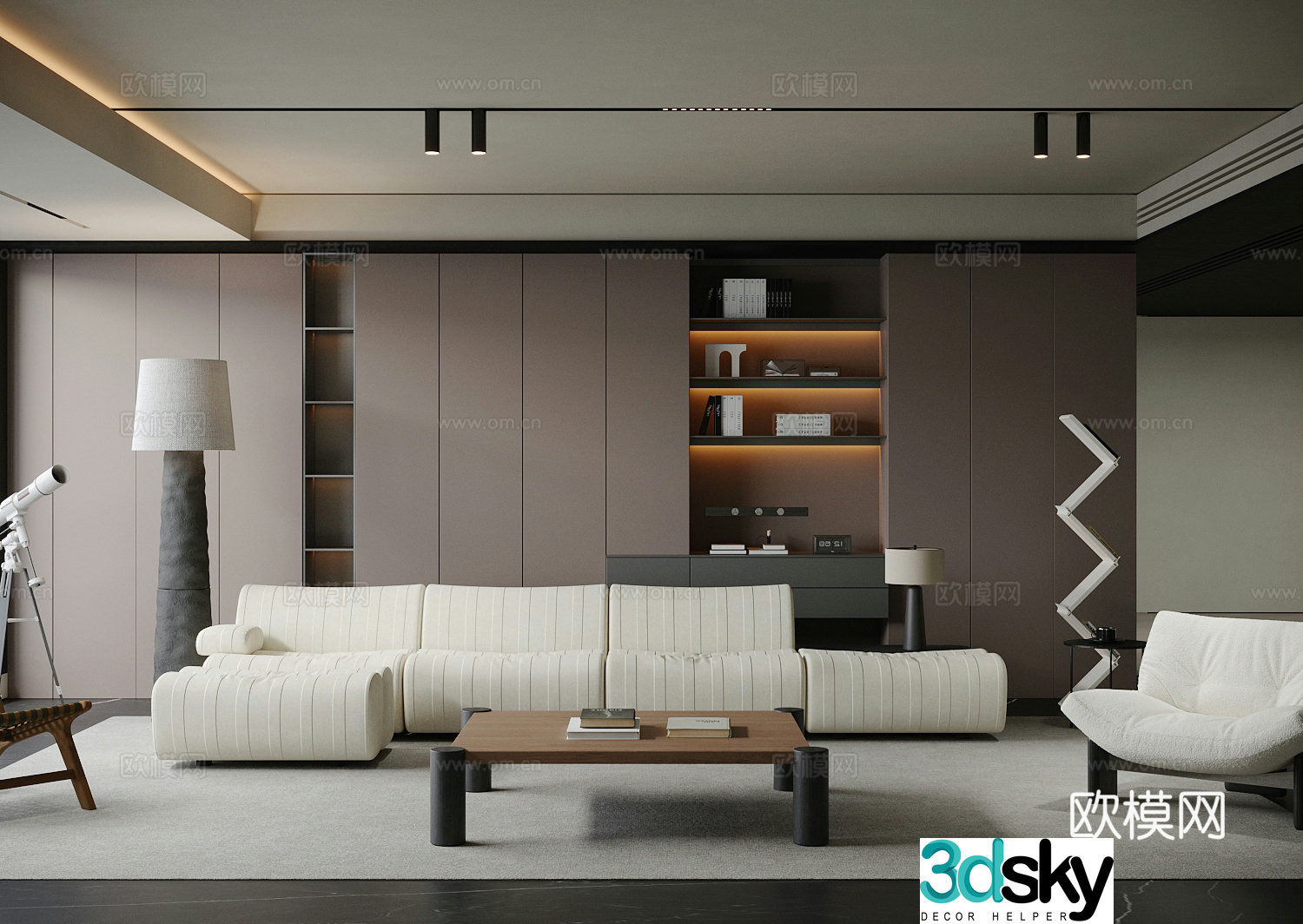 Modern minimalist home living room light luxury Italian living room black and white living room living room without lights sofa 3d model