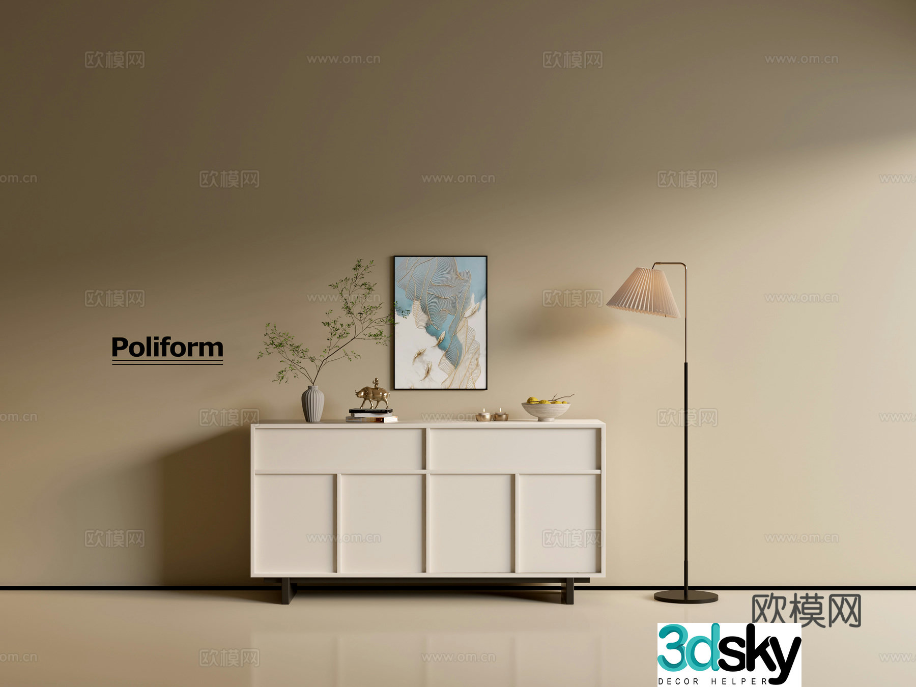 Modern cream wind chest of cabinet ins wind minimalist wind cabinet whole cabinet sideboard balcony cabinet 3d model