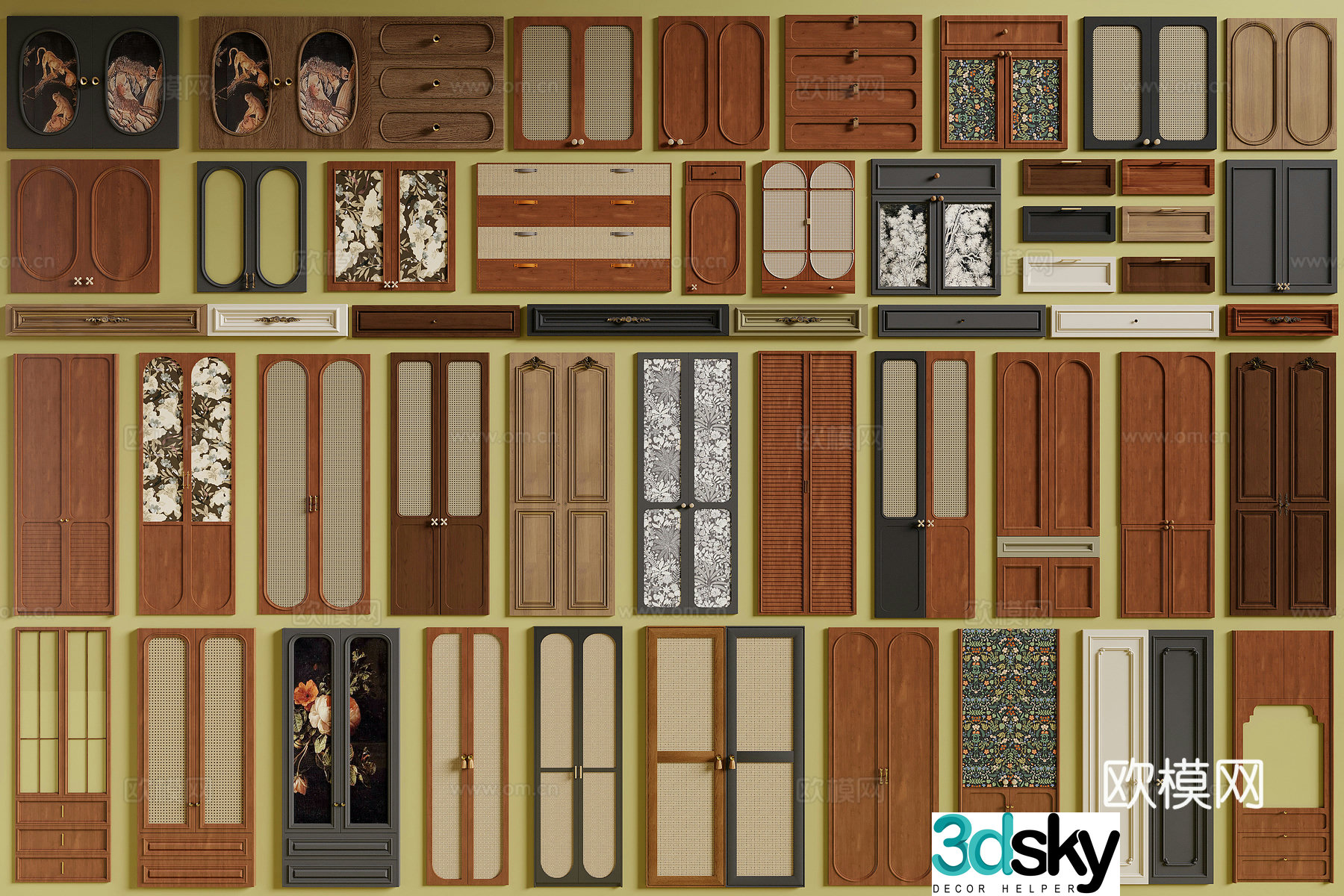 Middle-aged feng hood door 3D model