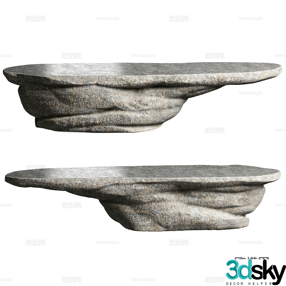 Modern Wasabi Stone Table Island 3D Model