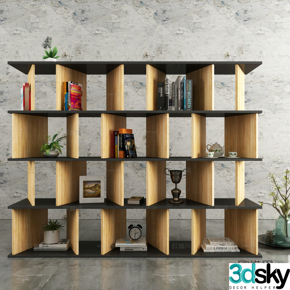 Nordic bookshelf jewelry 3d model