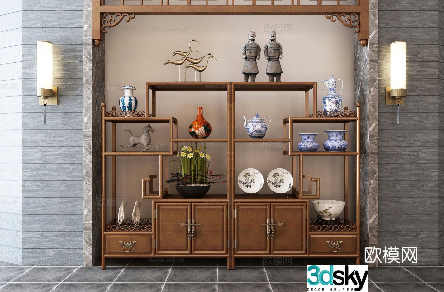 Traditional Chinese style 3D model of Bo Gu shelf